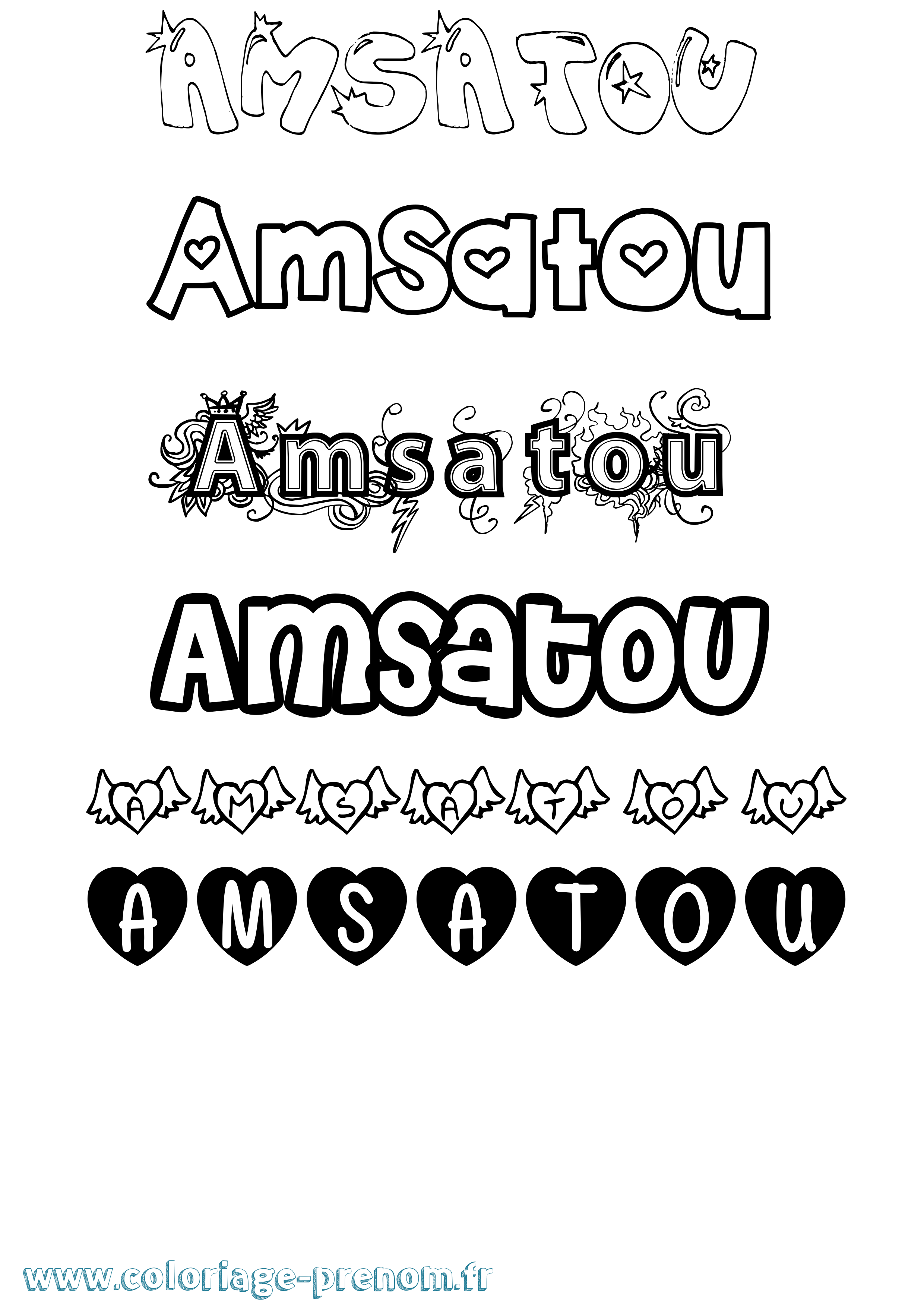 Coloriage Amsatou Girly Coloriage prénom Amsatou Girly
