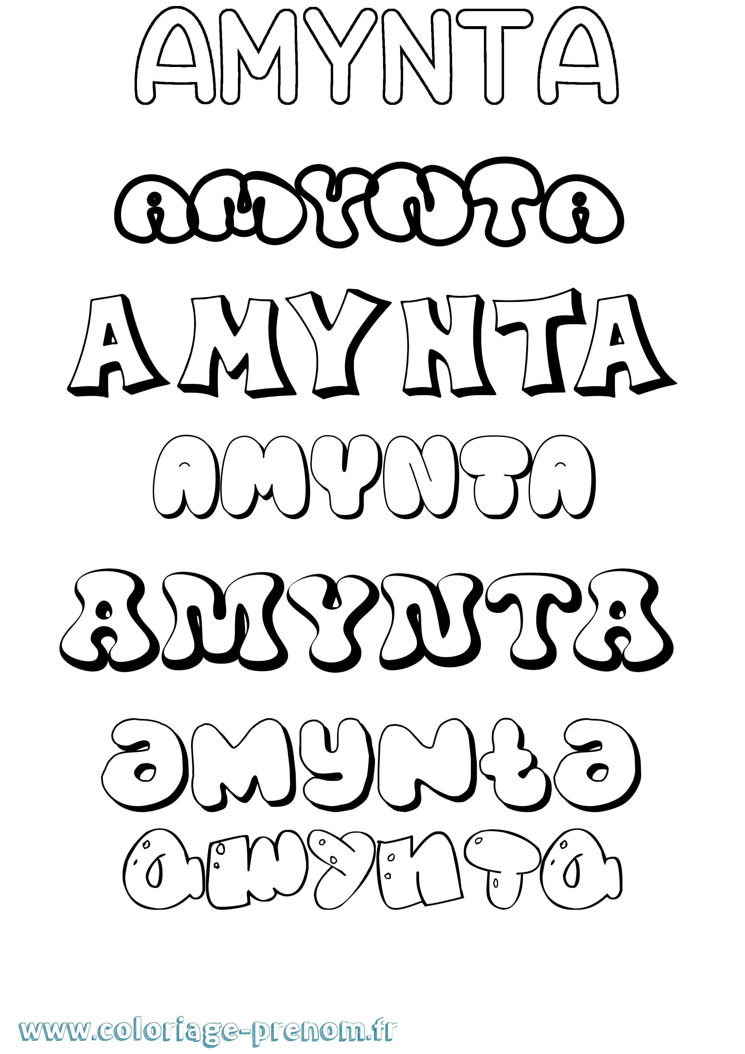 Coloriage Amynta Bubble Coloriage prénom Amynta Bubble