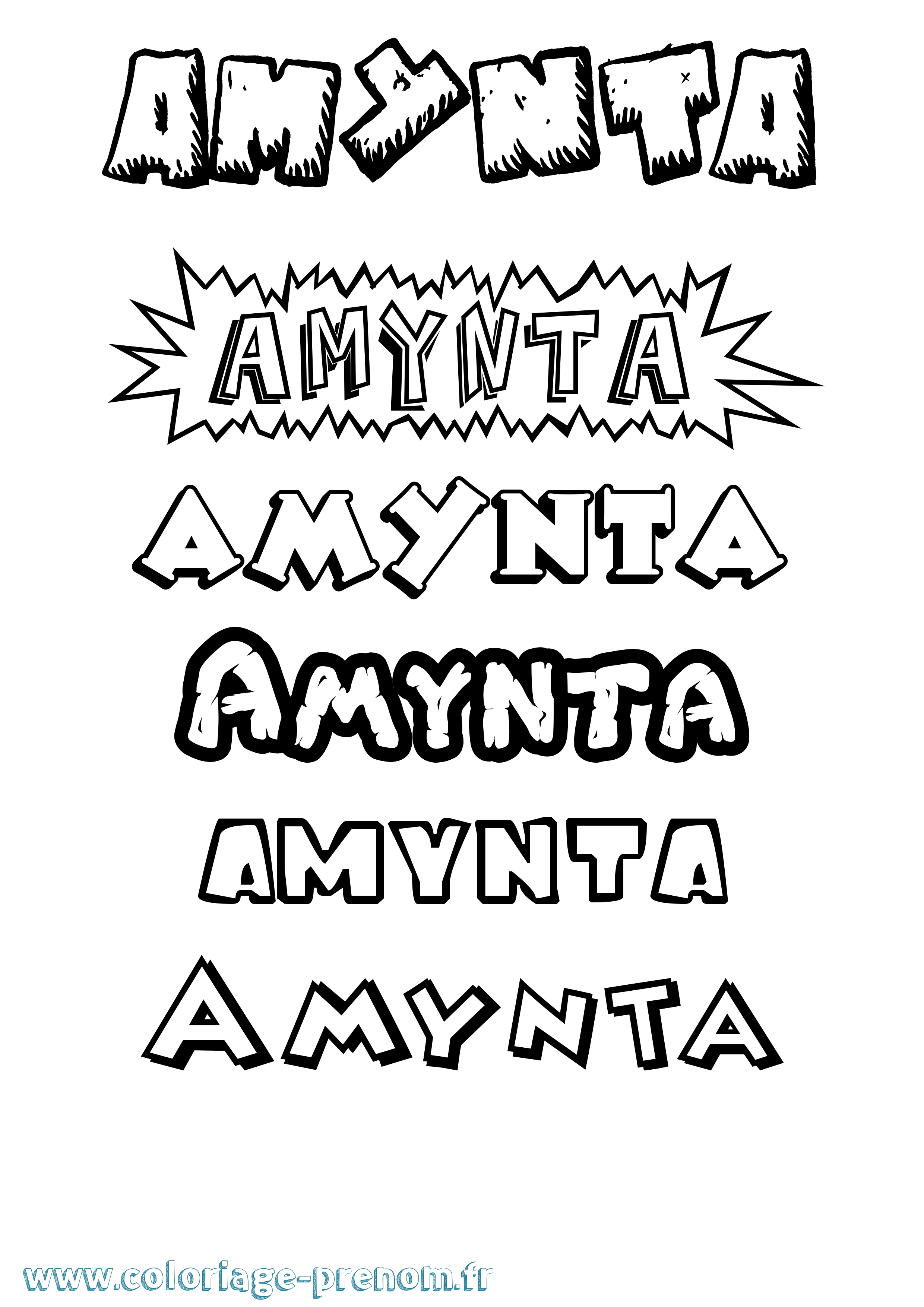 Coloriage Amynta Dessin Animé Coloriage prénom Amynta Dessin Animé