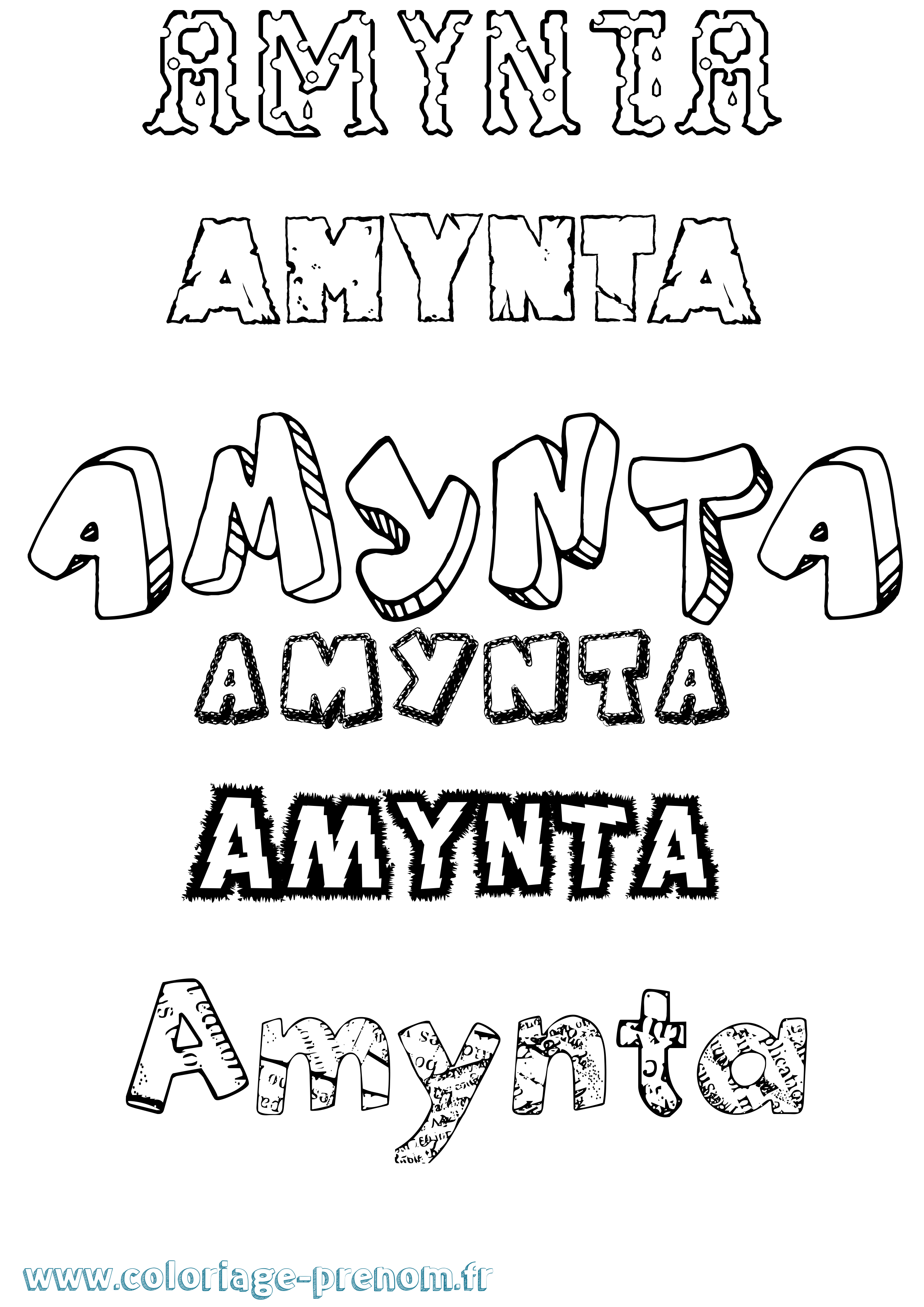 Coloriage Amynta Destructuré Coloriage prénom Amynta Destructuré