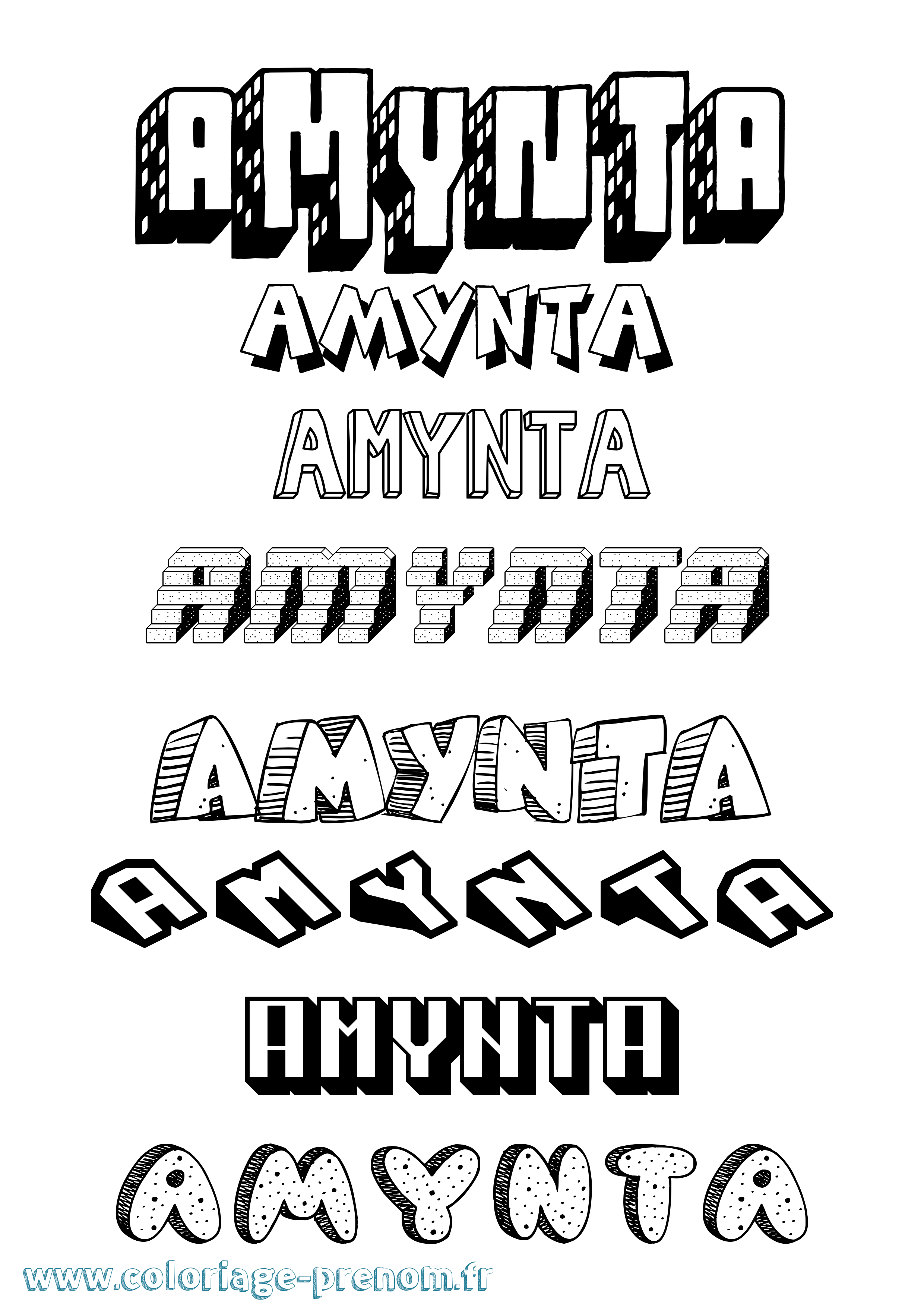 Coloriage Amynta Effet 3D Coloriage prénom Amynta Effet 3D