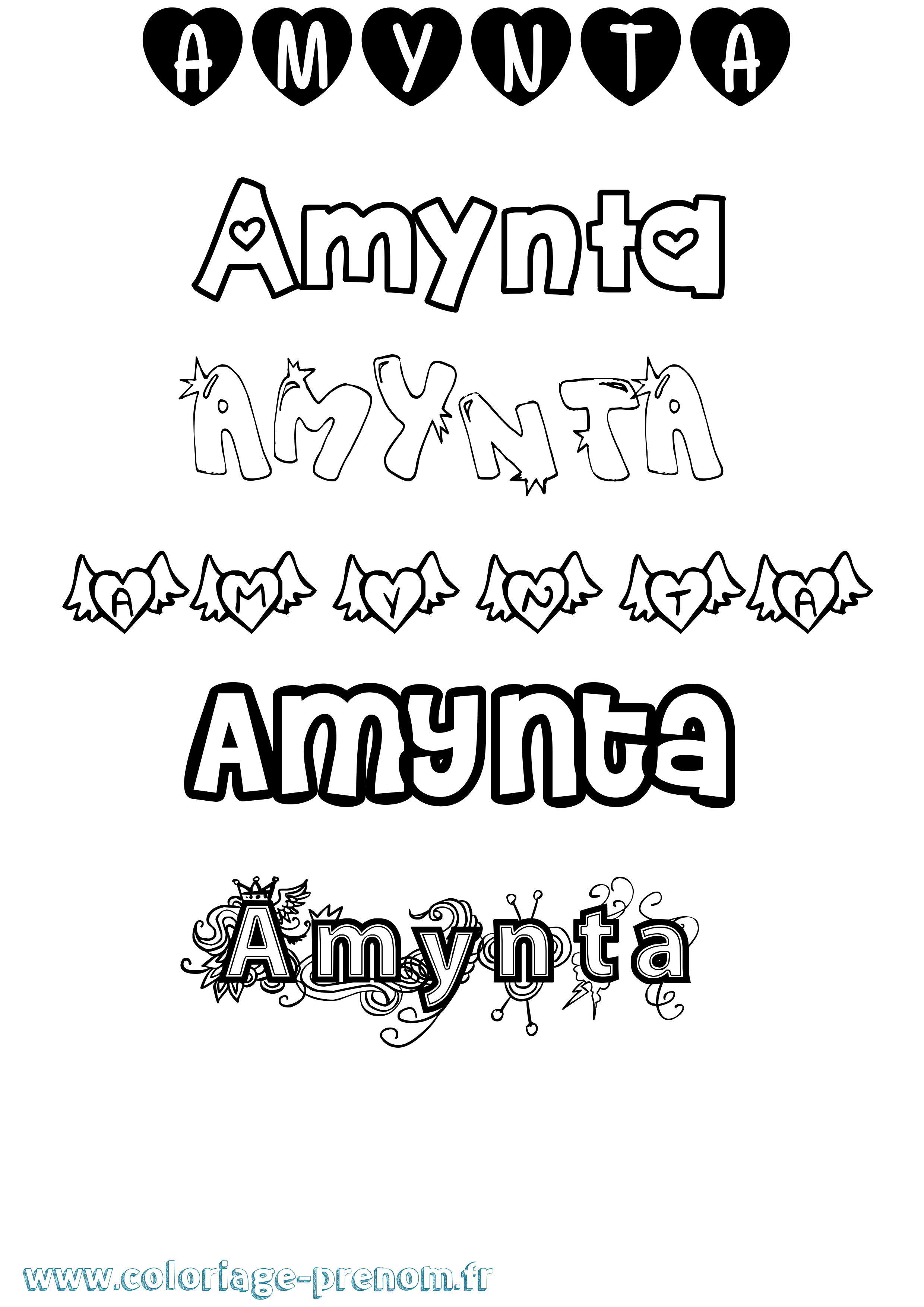 Coloriage Amynta Girly Coloriage prénom Amynta Girly