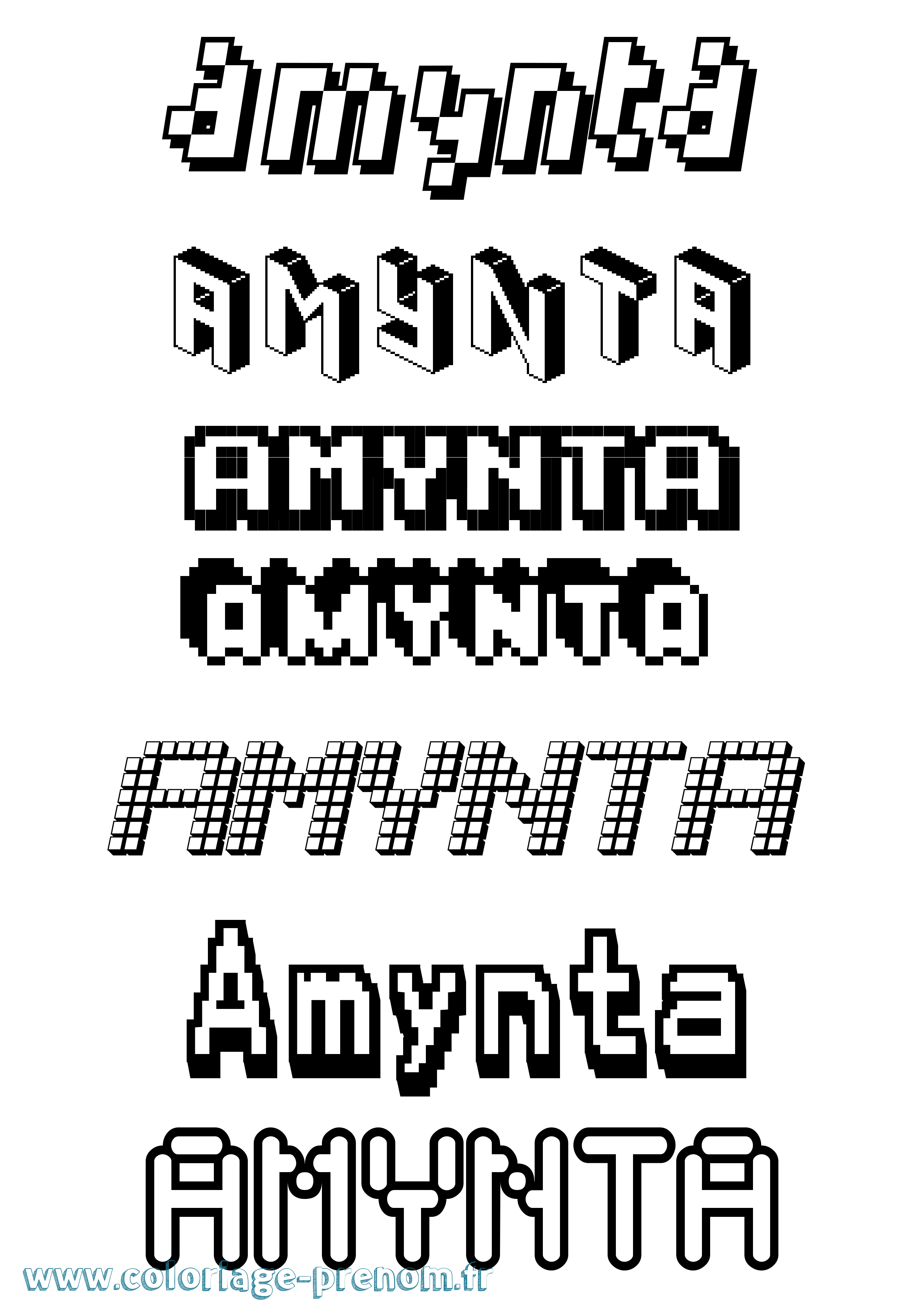 Coloriage Amynta Pixel Coloriage prénom Amynta Pixel