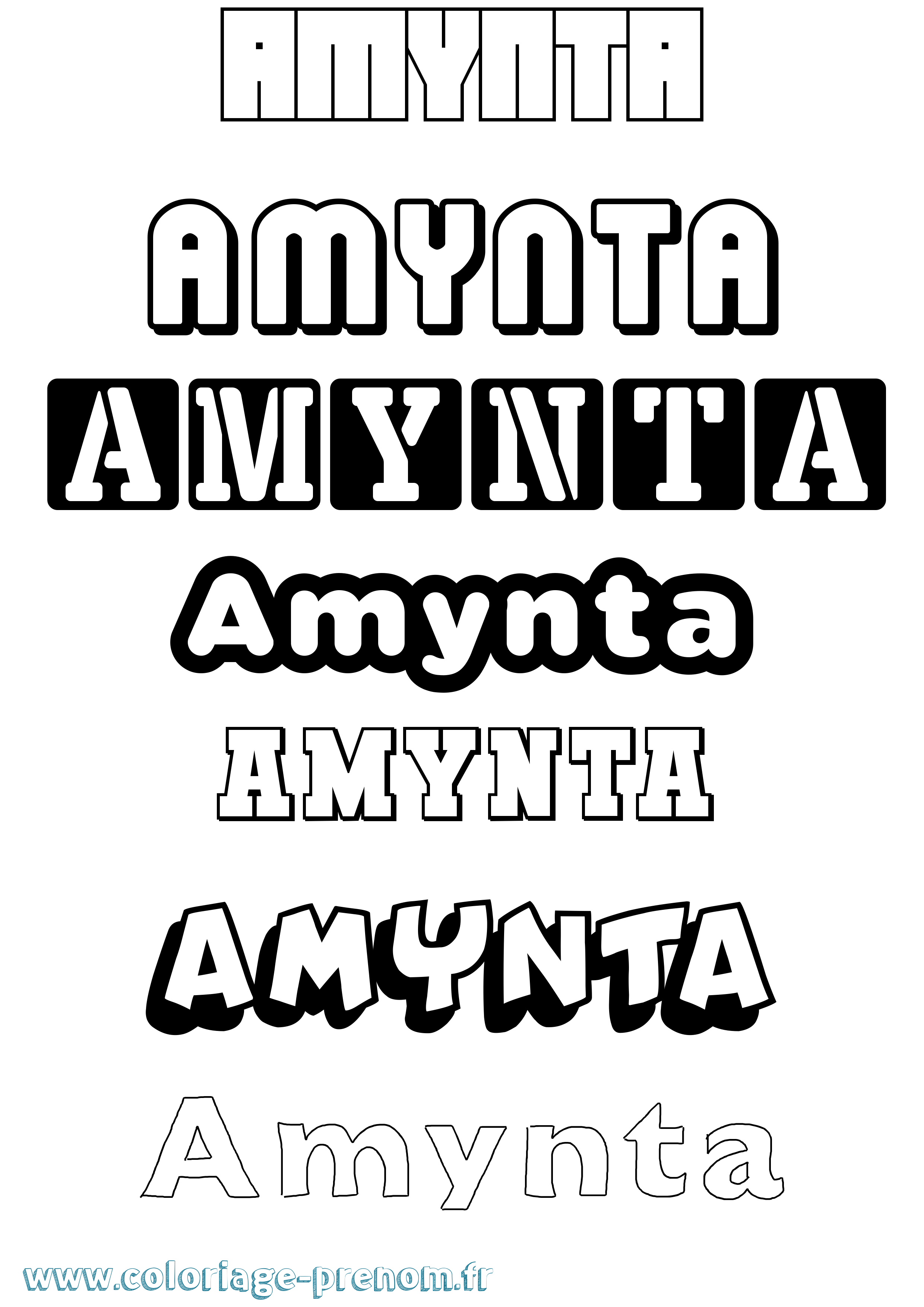Coloriage Amynta Simple Coloriage prénom Amynta Simple