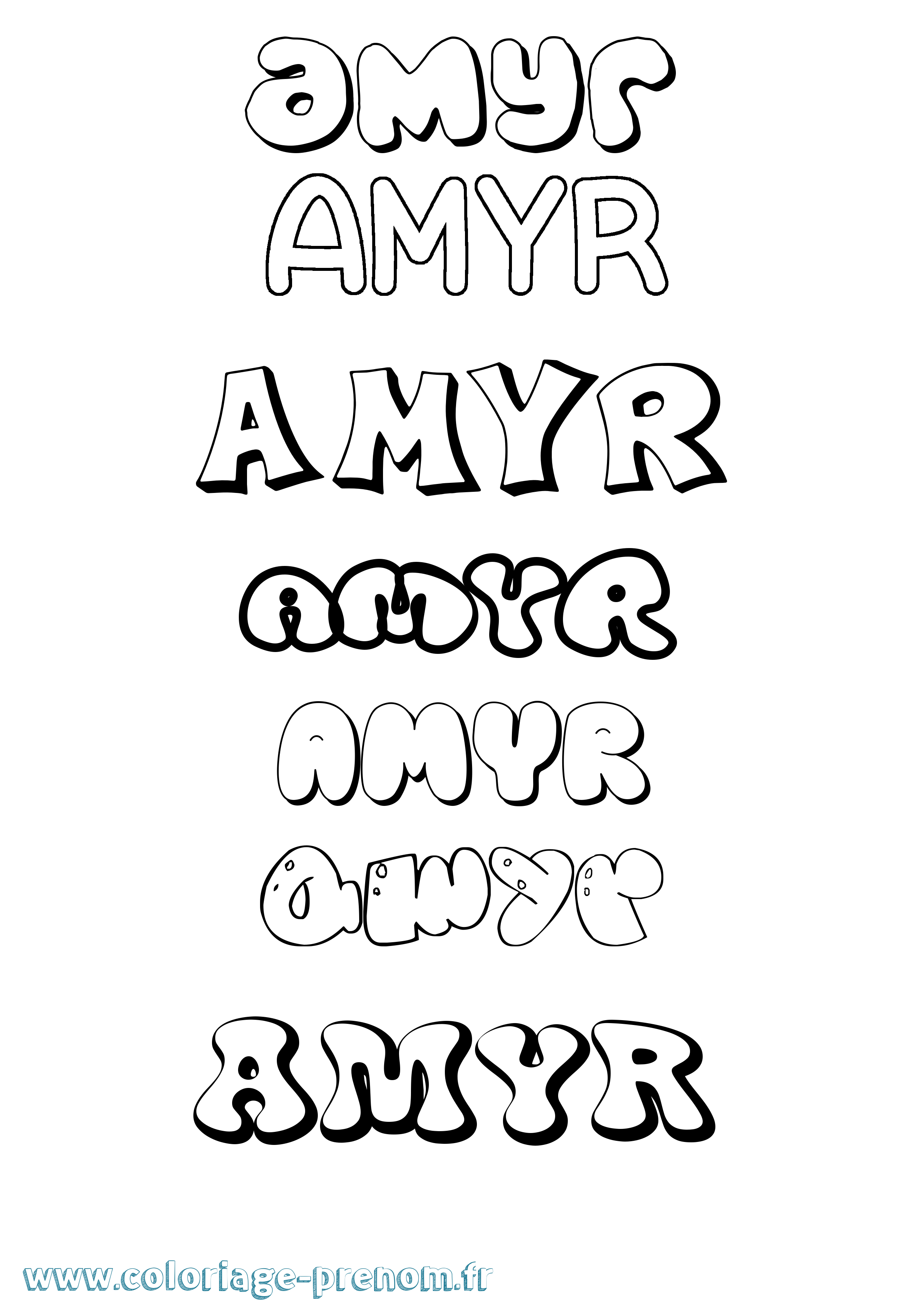 Coloriage Amyr Bubble Coloriage prénom Amyr Bubble