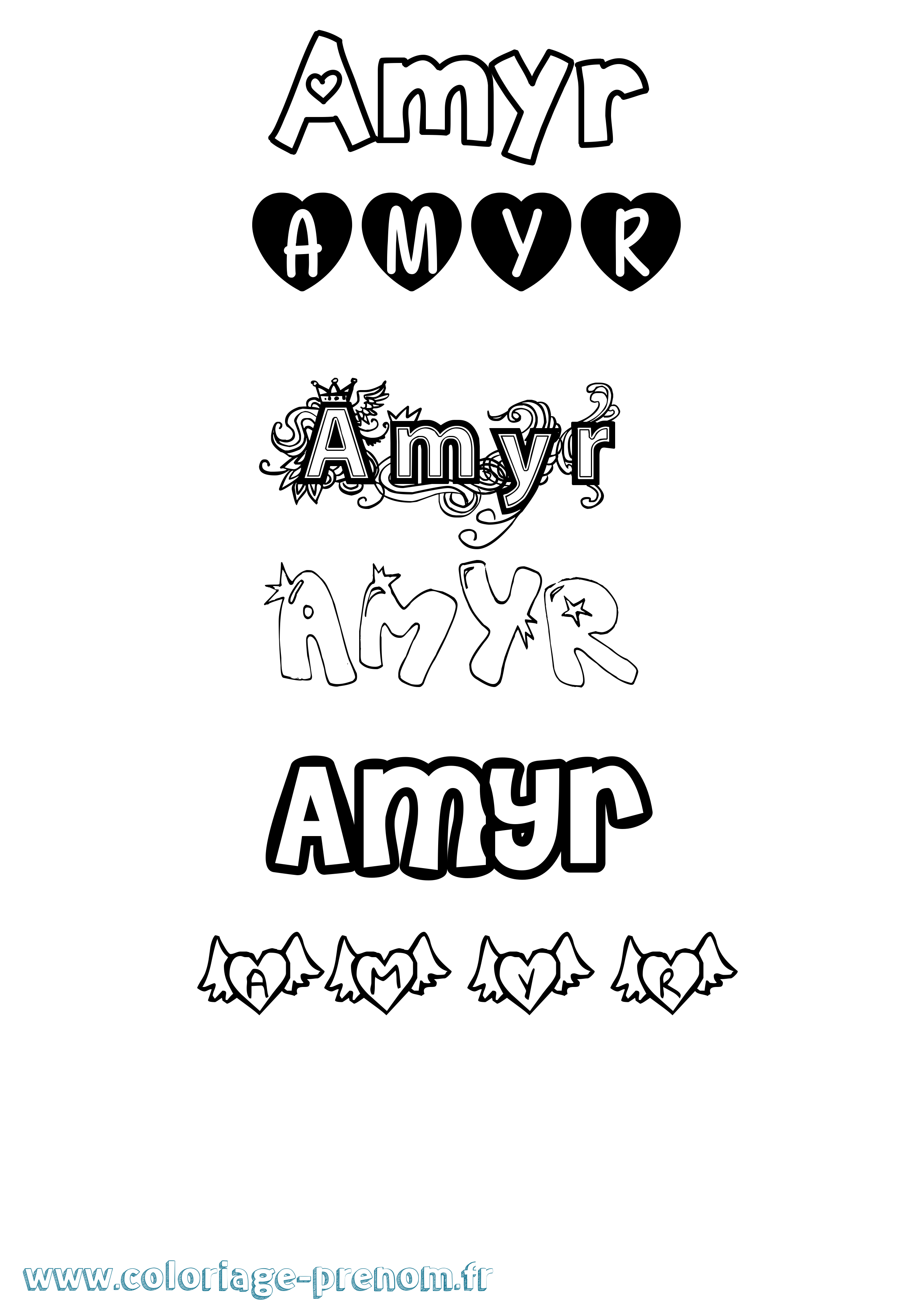 Coloriage Amyr Girly Coloriage prénom Amyr Girly