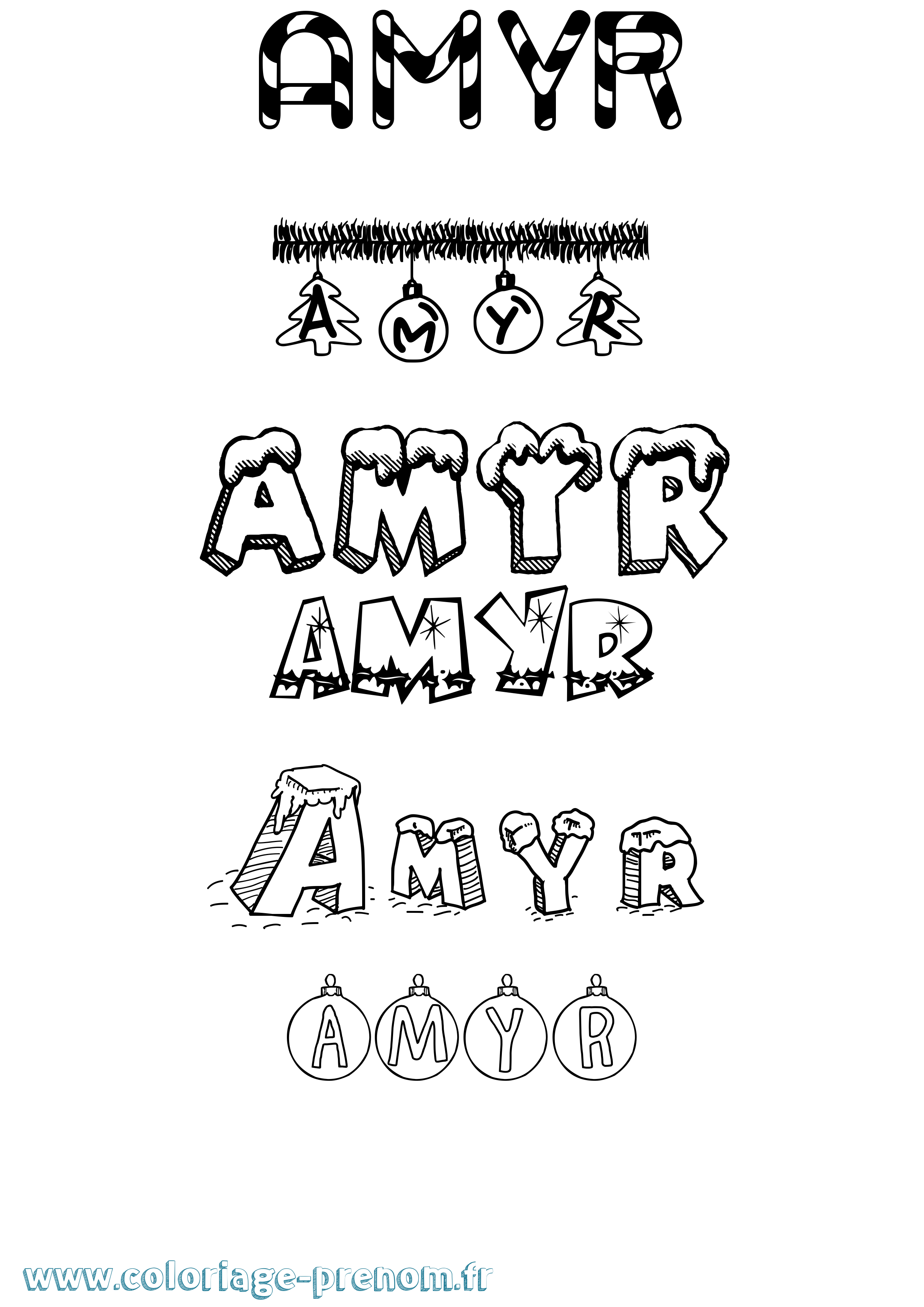 Coloriage Amyr Noël Coloriage prénom Amyr Noël