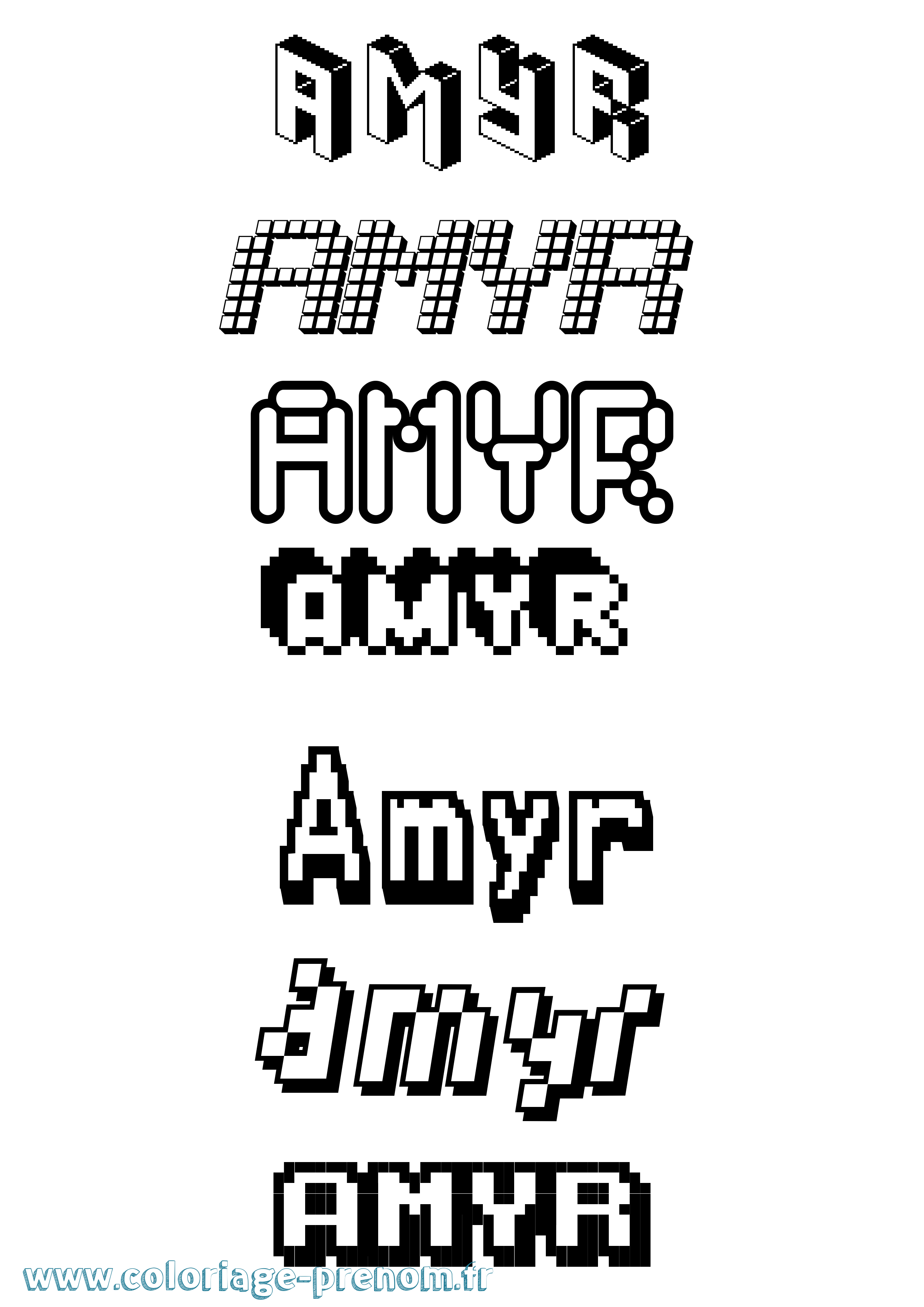 Coloriage Amyr Pixel Coloriage prénom Amyr Pixel