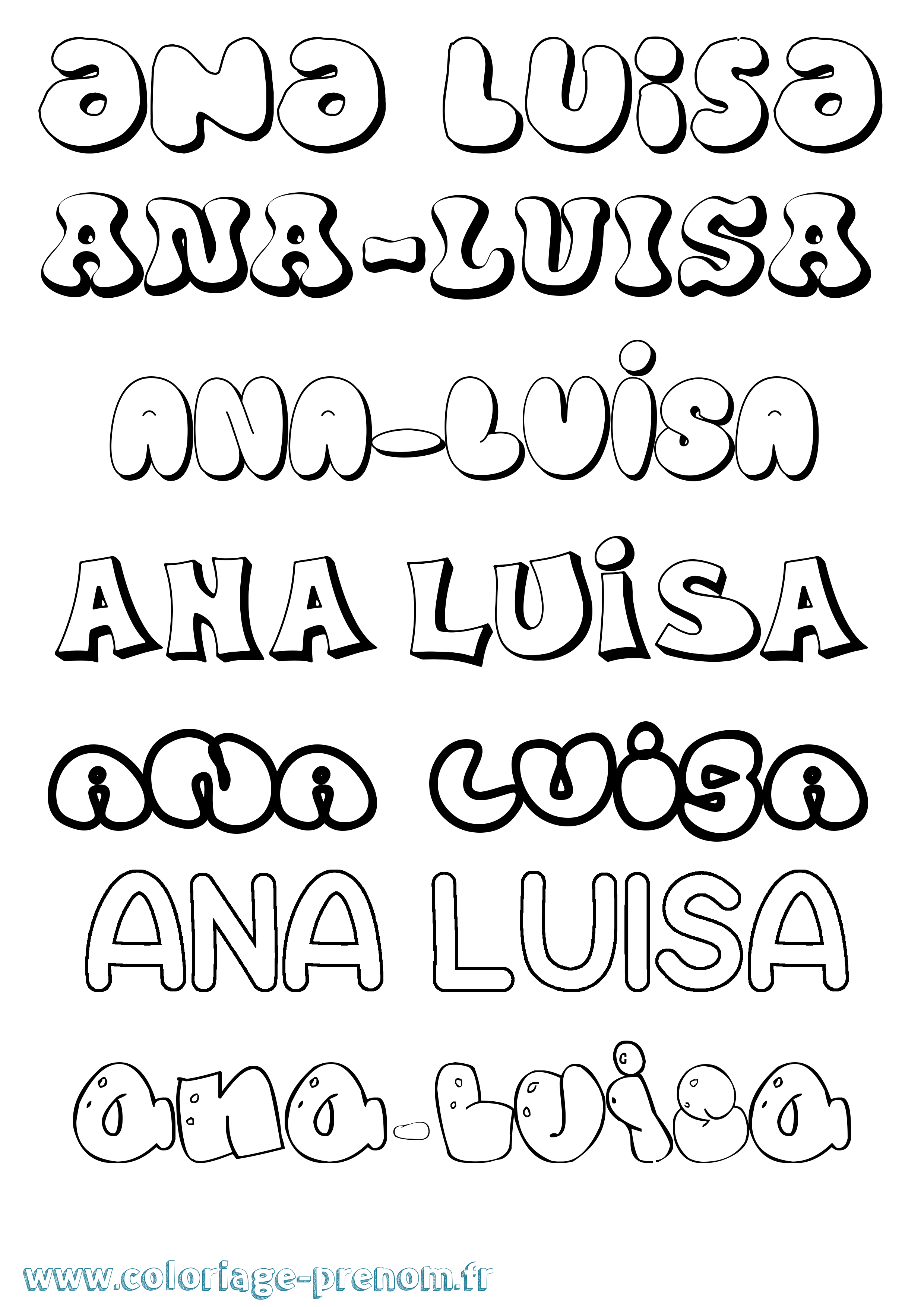 Coloriage Ana-Luisa Bubble Coloriage prénom Ana-Luisa Bubble
