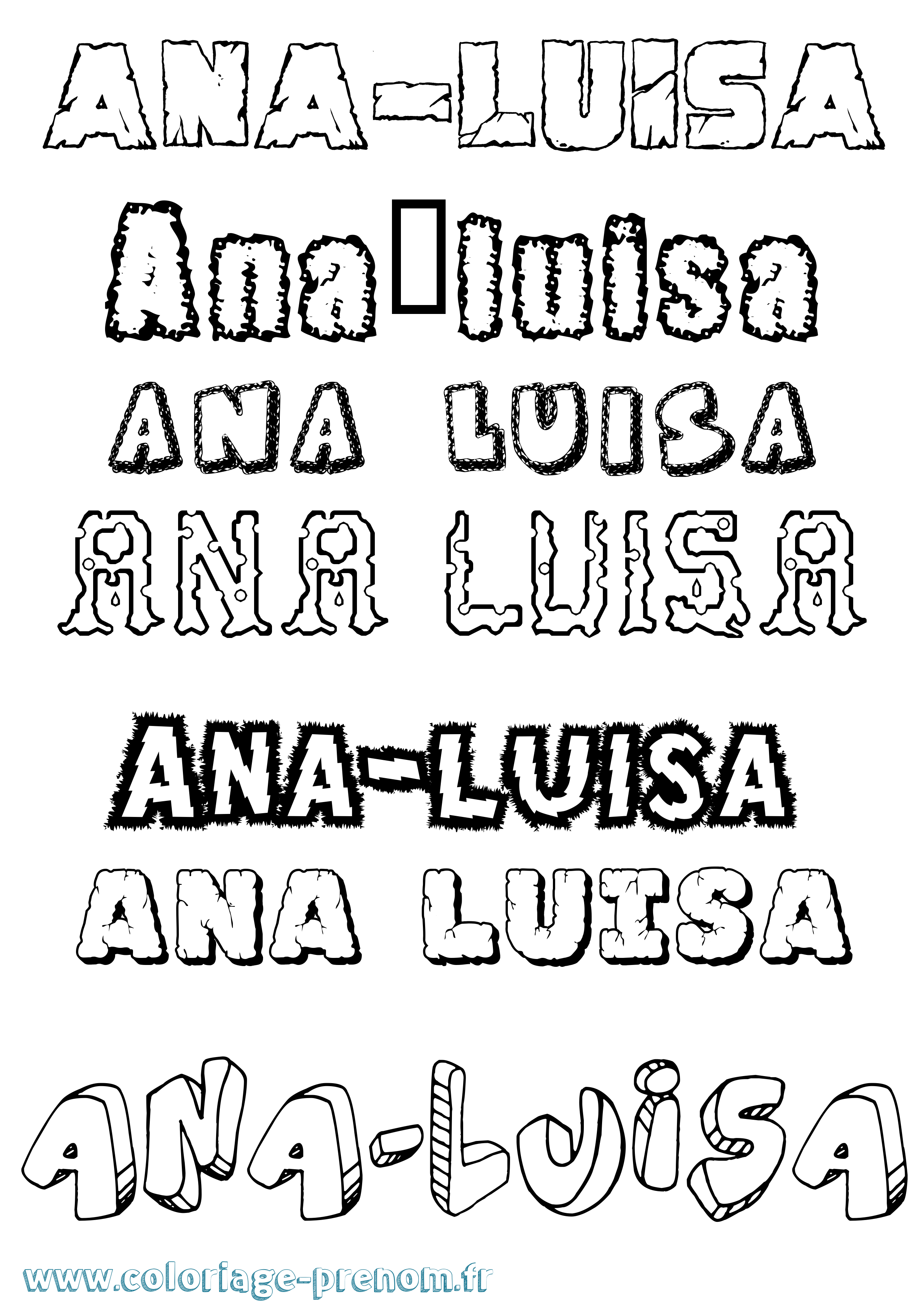 Coloriage Ana-Luisa Destructuré Coloriage prénom Ana-Luisa Destructuré