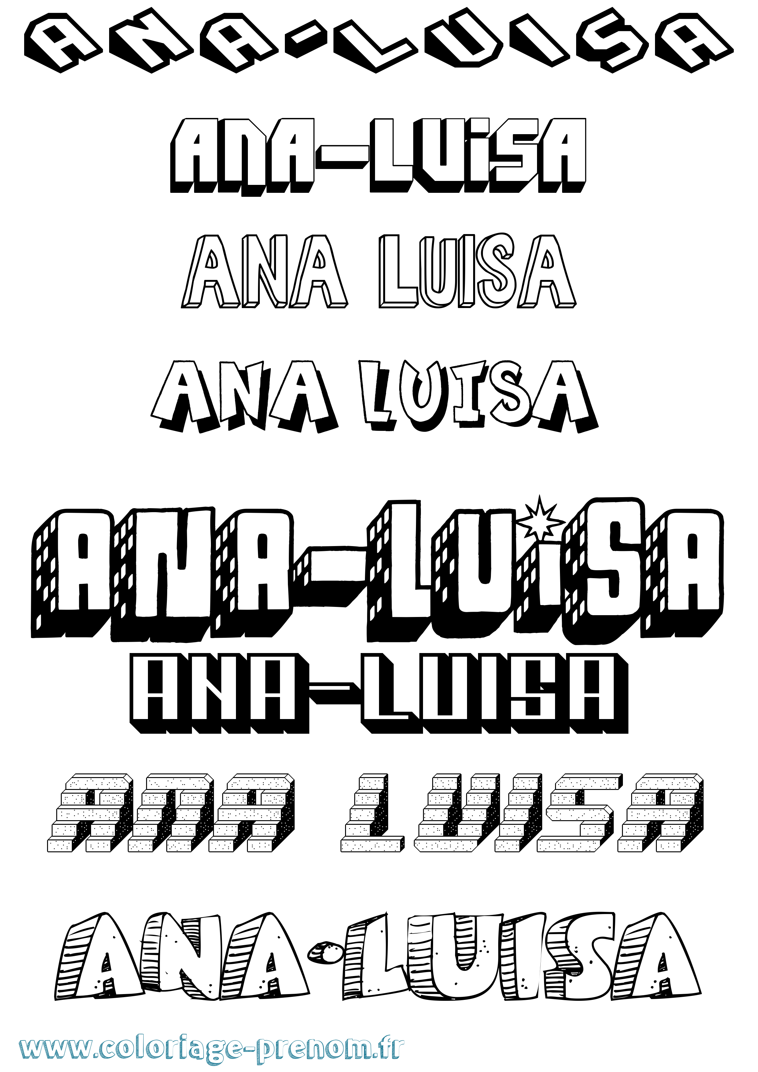 Coloriage Ana-Luisa Effet 3D Coloriage prénom Ana-Luisa Effet 3D