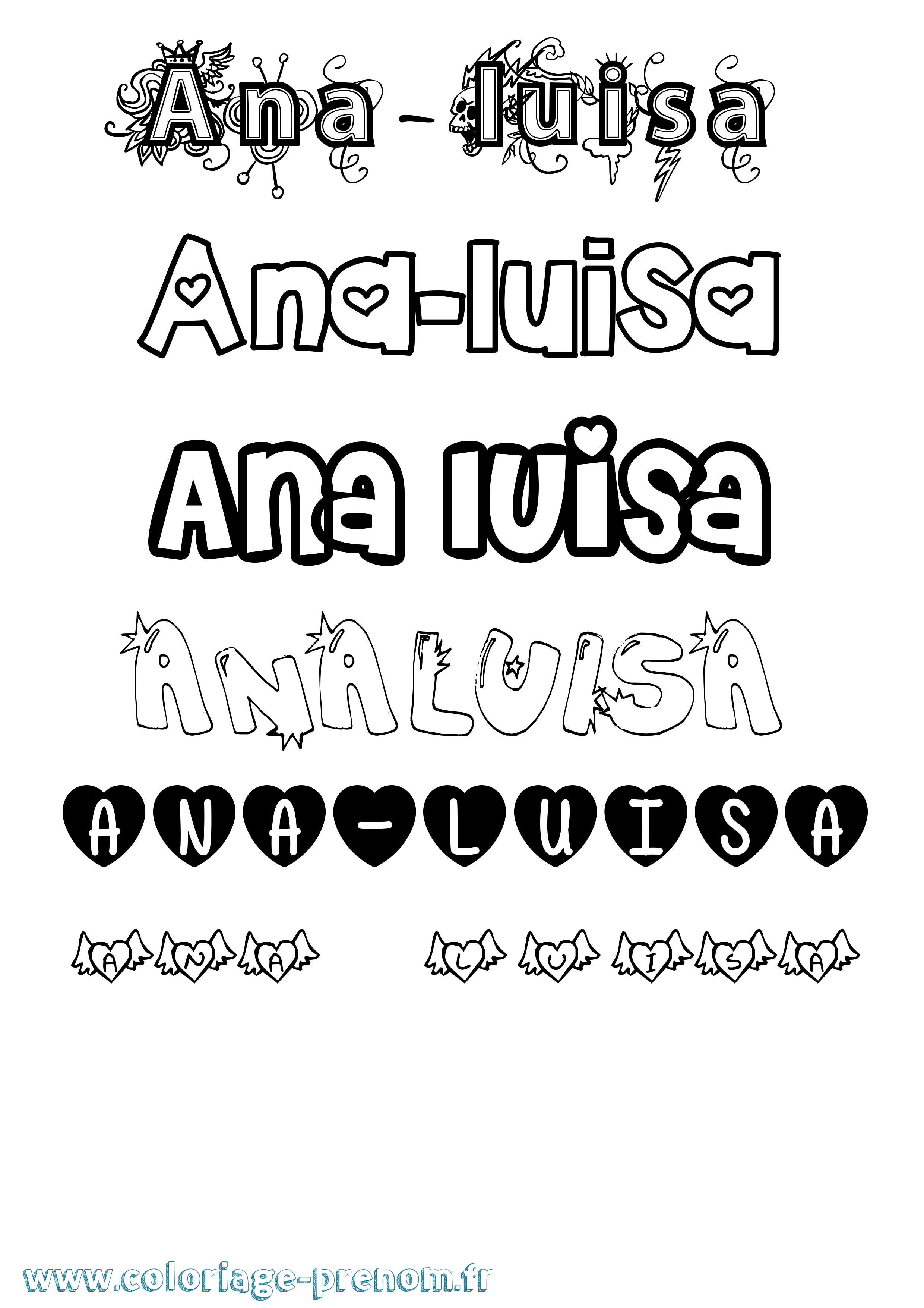 Coloriage Ana-Luisa Girly Coloriage prénom Ana-Luisa Girly