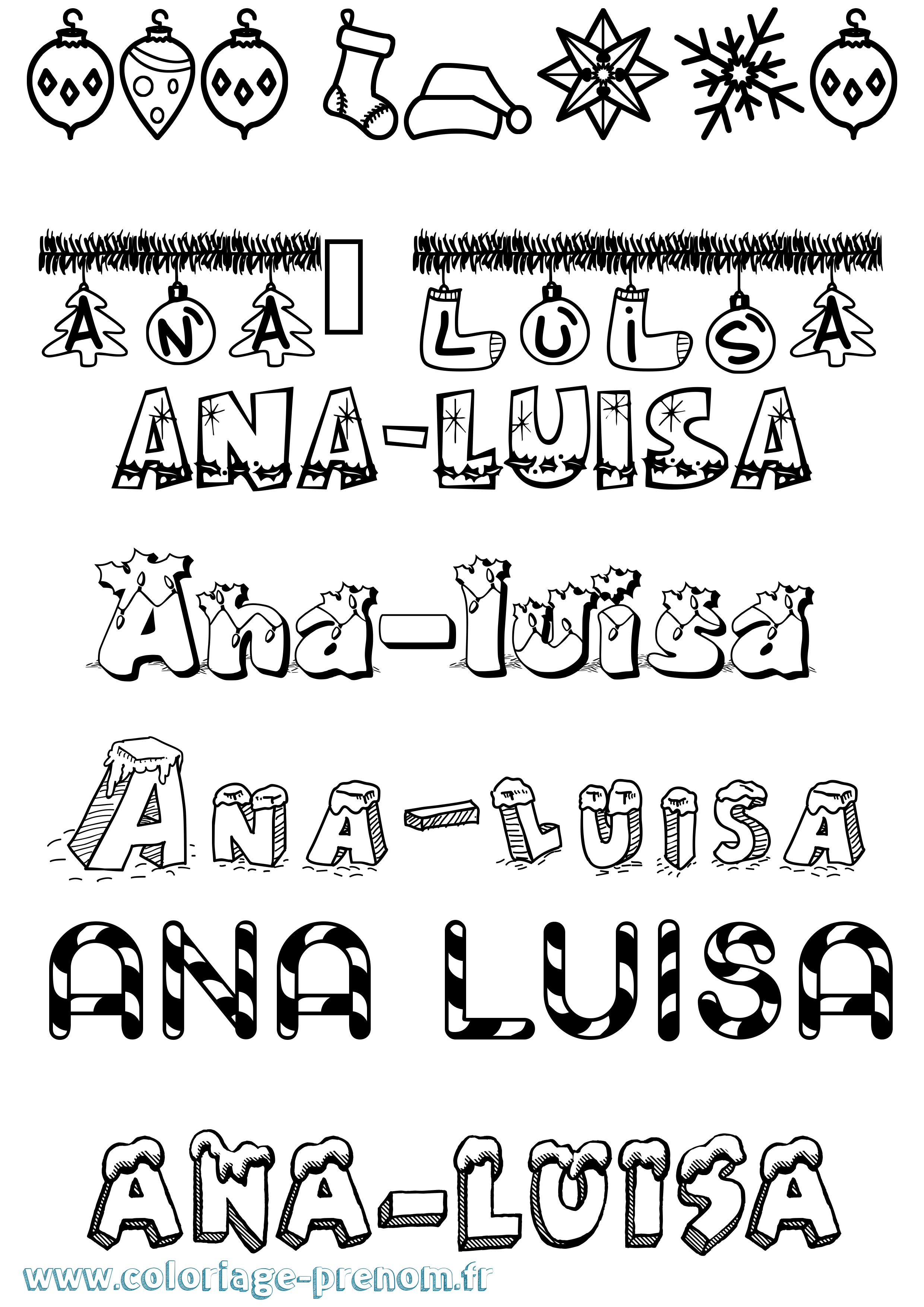 Coloriage Ana-Luisa Noël Coloriage prénom Ana-Luisa Noël