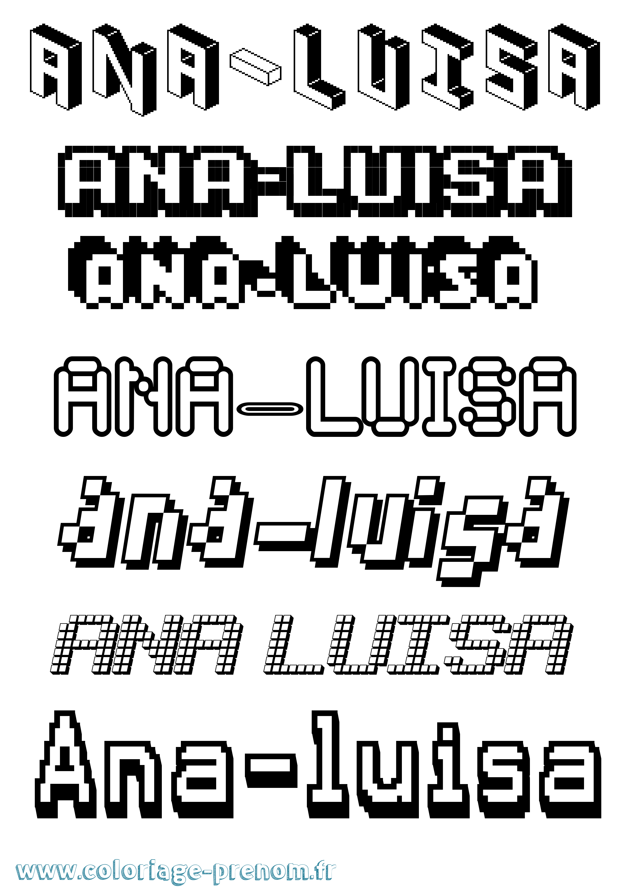 Coloriage Ana-Luisa Pixel Coloriage prénom Ana-Luisa Pixel