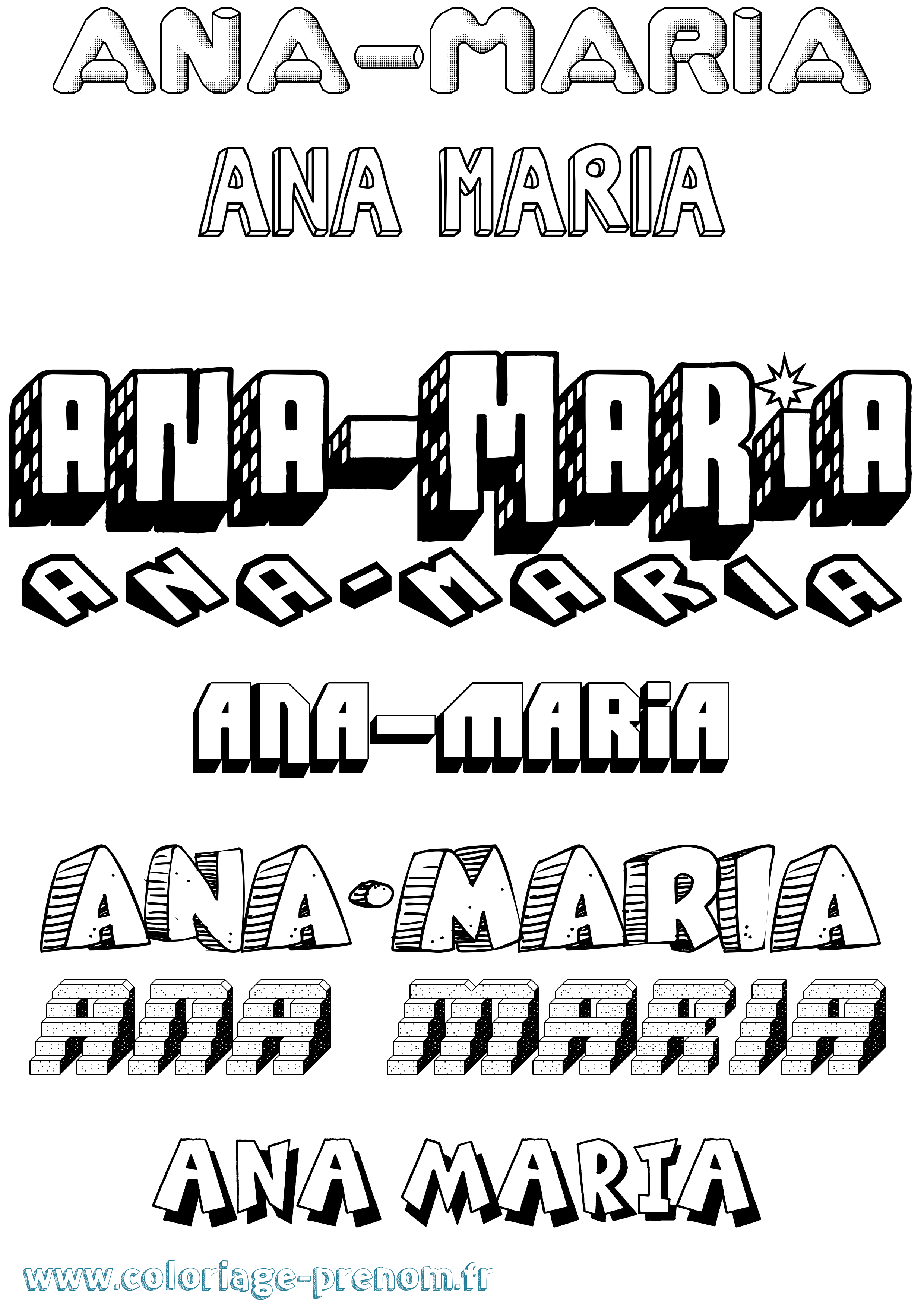 Coloriage Ana-Maria Effet 3D Coloriage prénom Ana-Maria Effet 3D