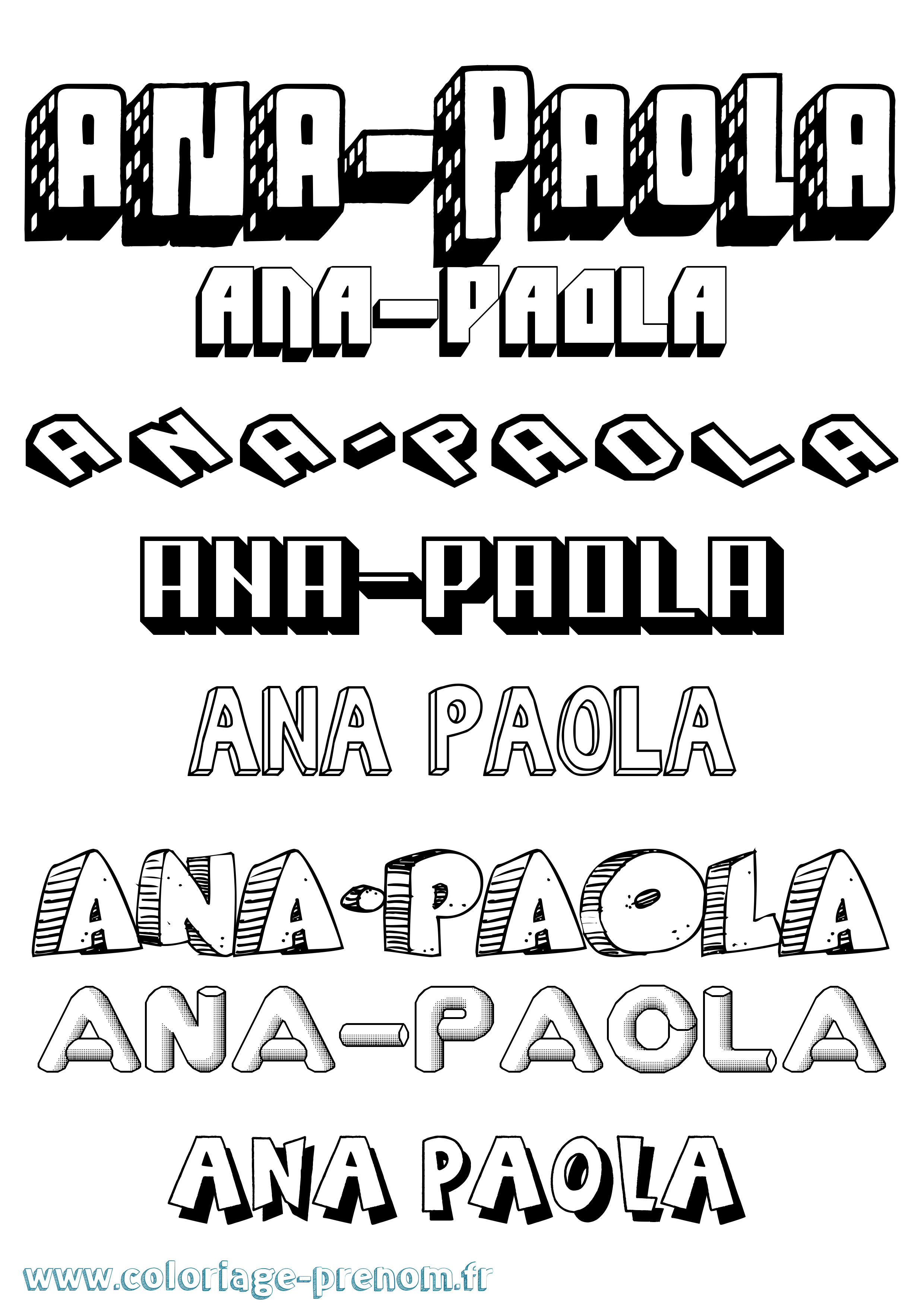 Coloriage Ana-Paola Effet 3D Coloriage prénom Ana-Paola Effet 3D
