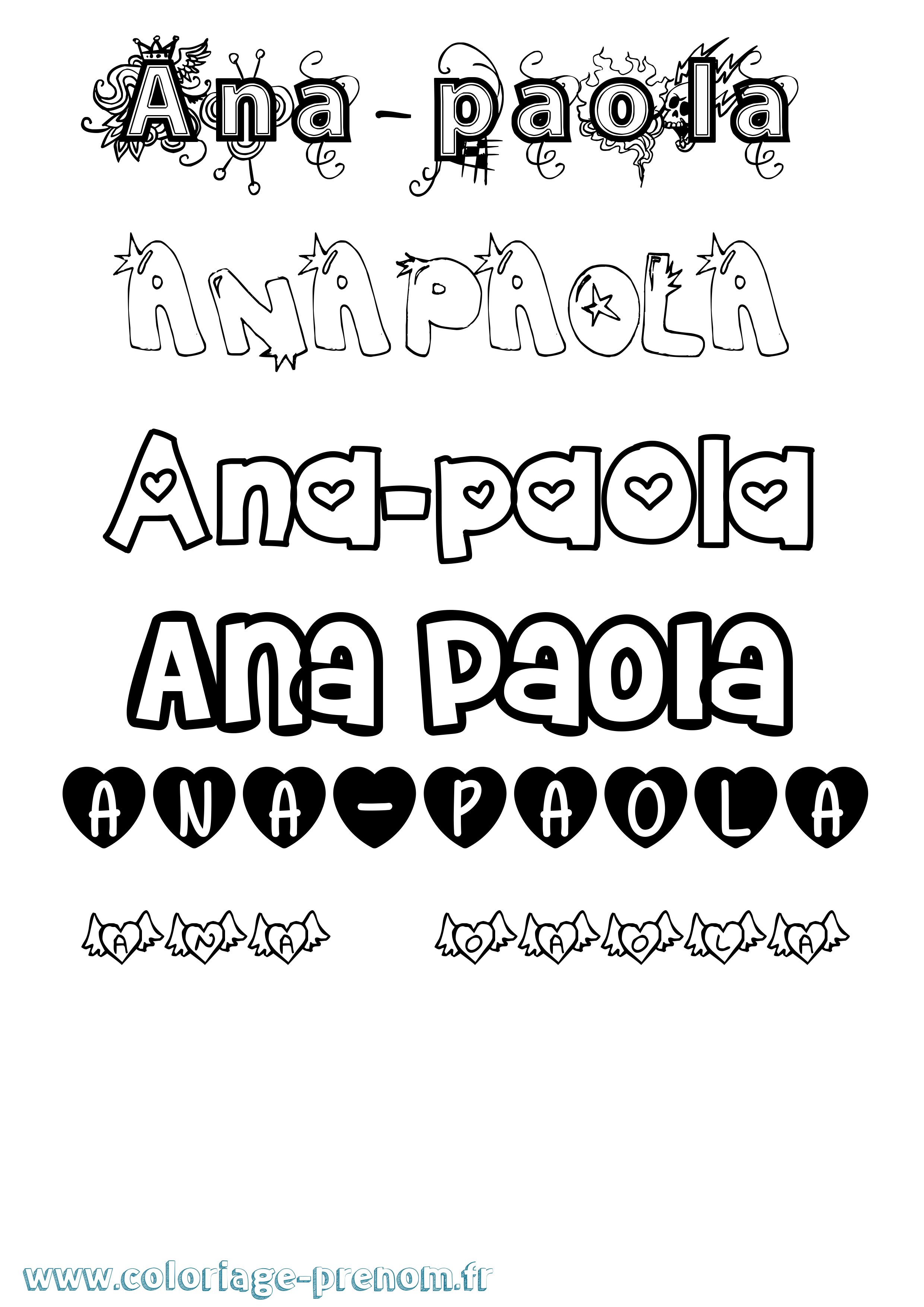 Coloriage Ana-Paola Girly Coloriage prénom Ana-Paola Girly