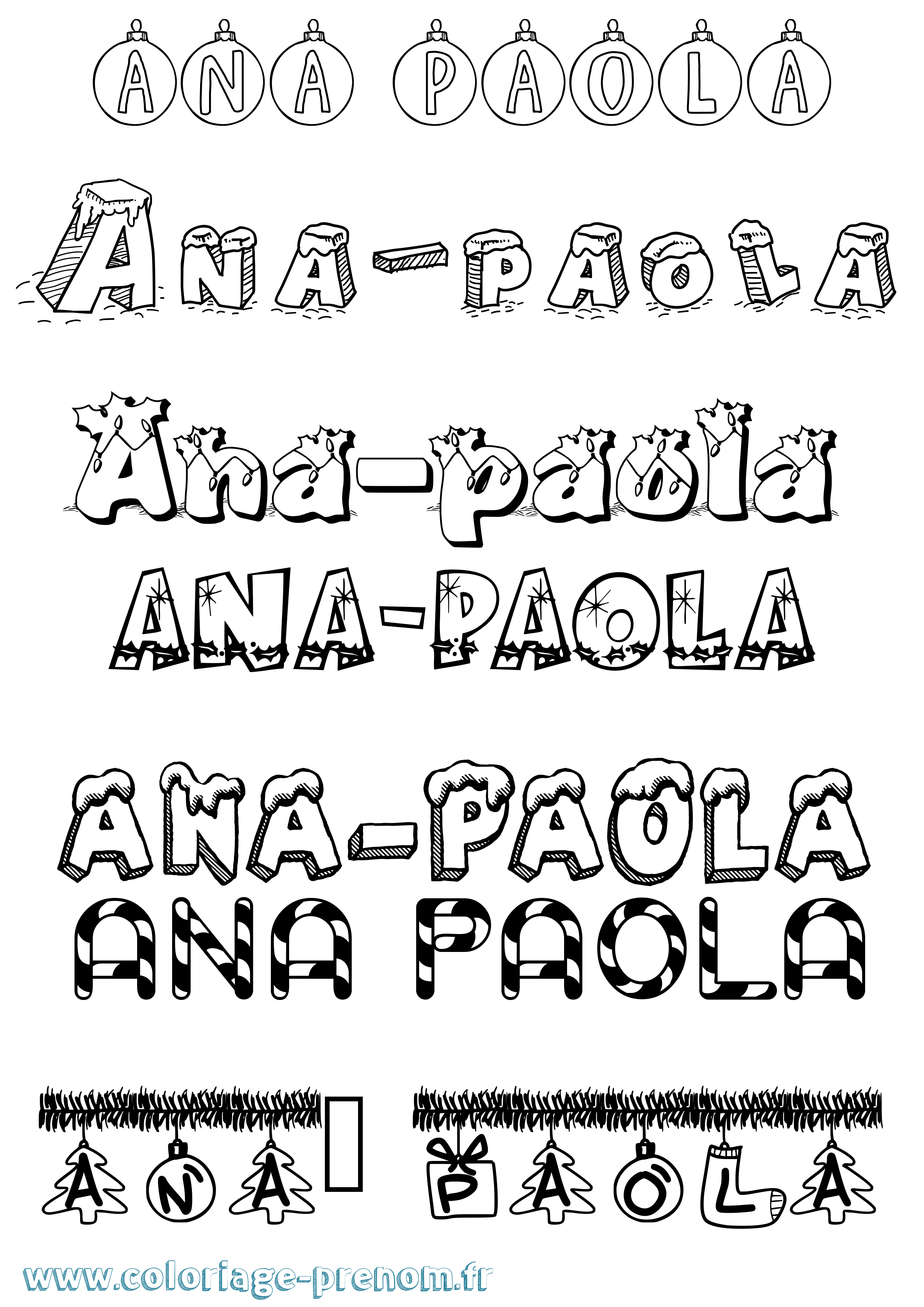 Coloriage Ana-Paola Noël Coloriage prénom Ana-Paola Noël