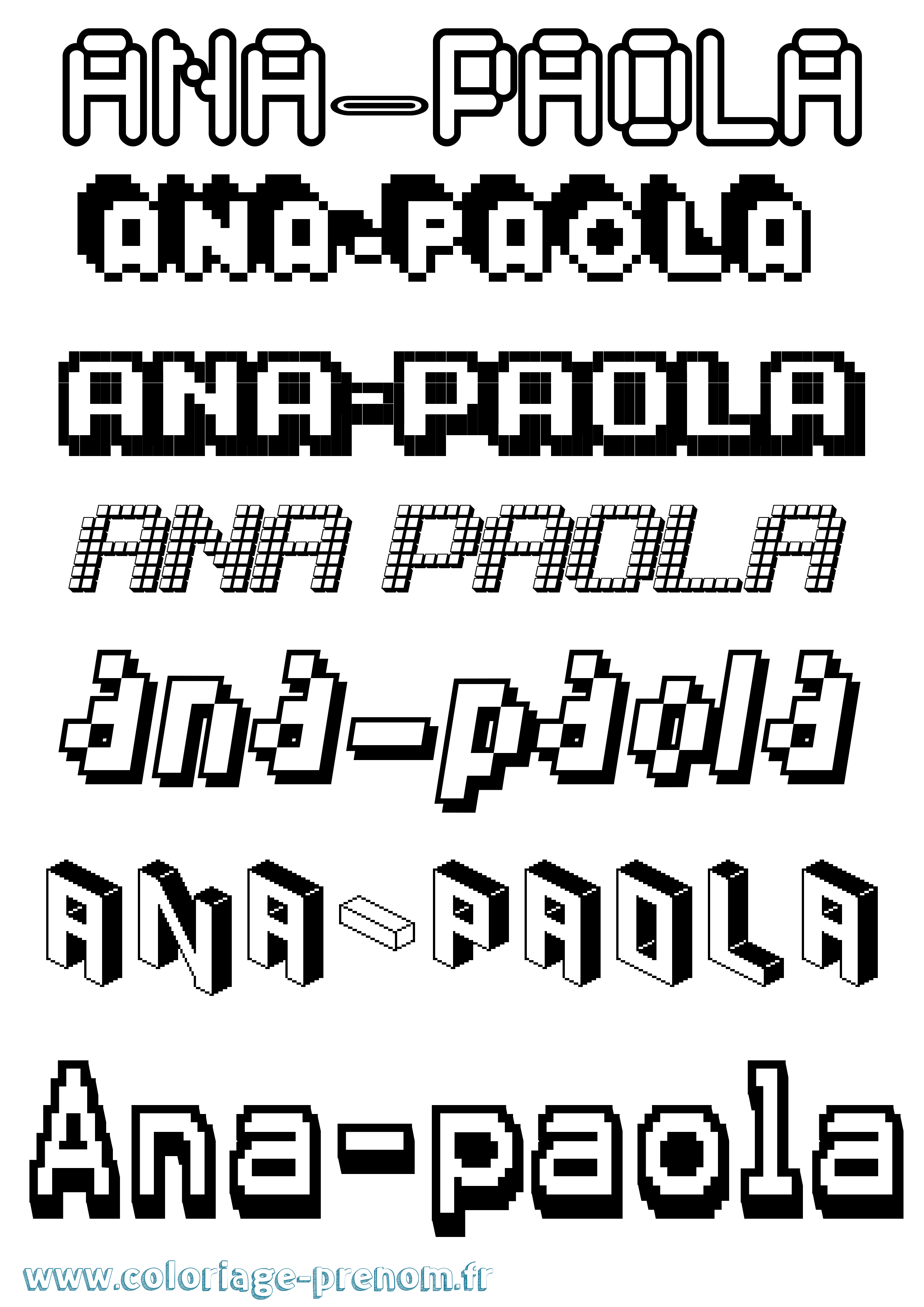 Coloriage Ana-Paola Pixel Coloriage prénom Ana-Paola Pixel