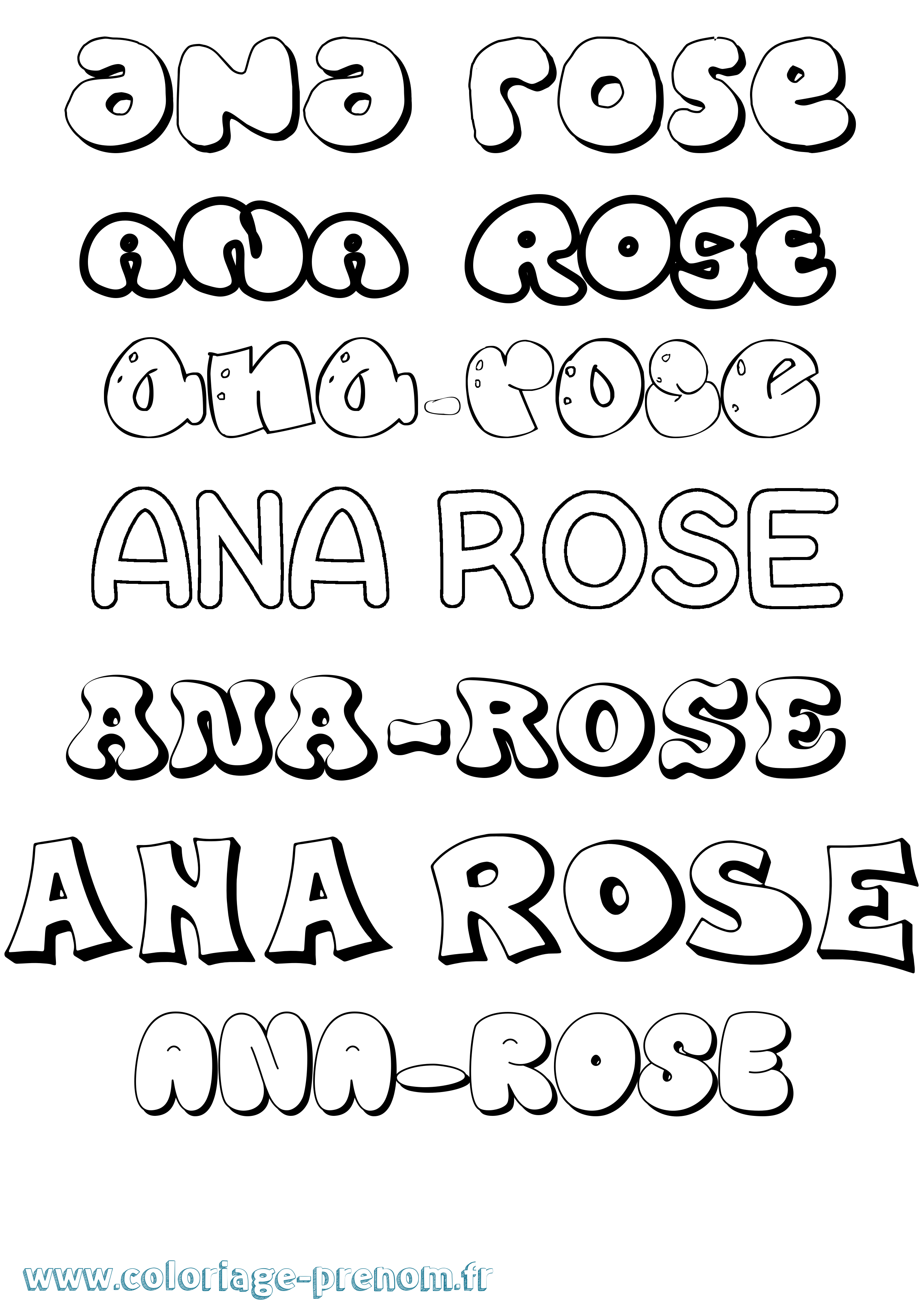 Coloriage Ana-Rose Bubble Coloriage prénom Ana-Rose Bubble