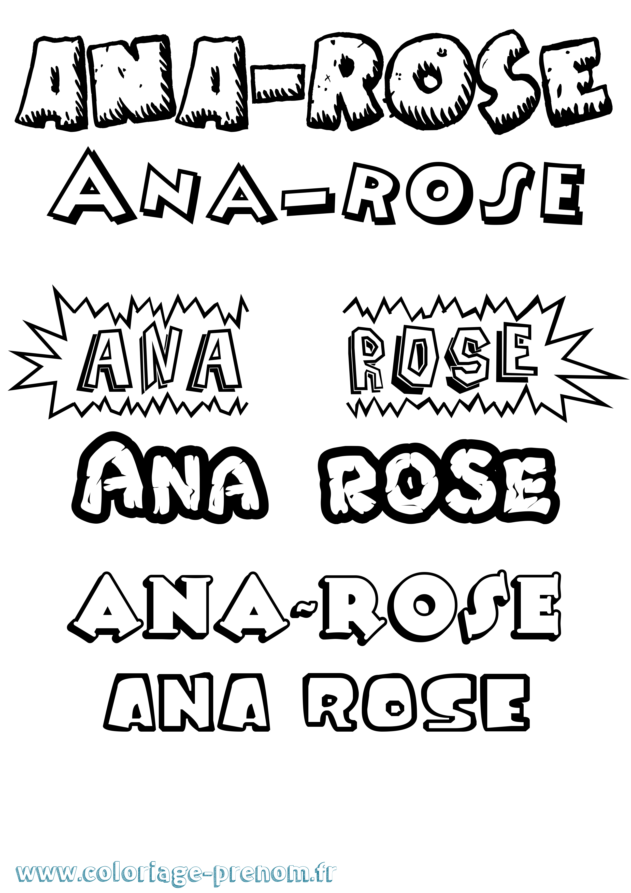 Coloriage Ana-Rose Dessin Animé Coloriage prénom Ana-Rose Dessin Animé