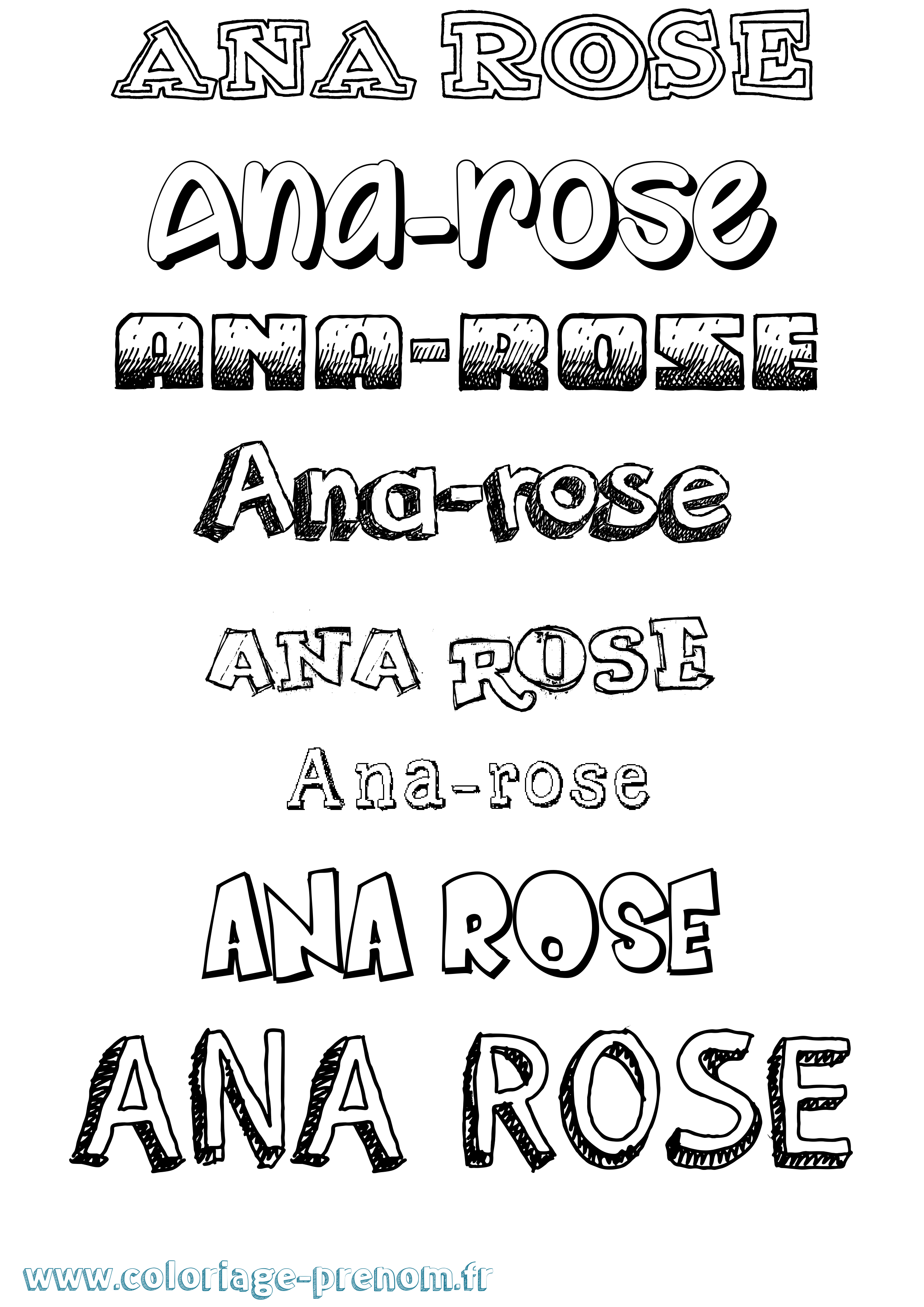 Coloriage Ana-Rose Dessiné Coloriage prénom Ana-Rose Dessiné