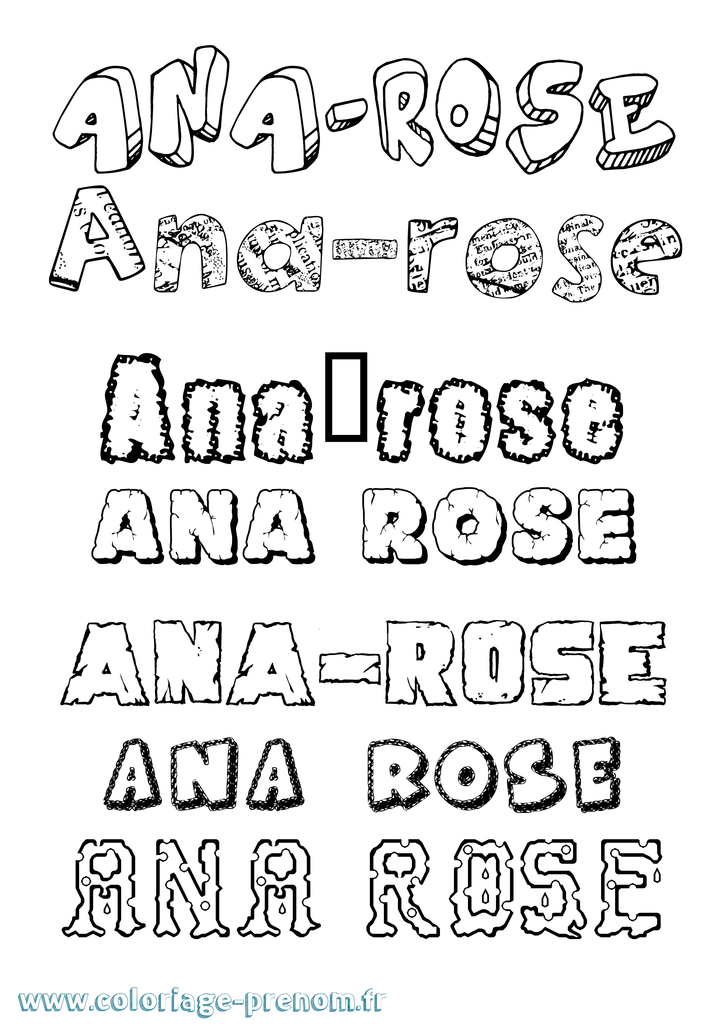 Coloriage Ana-Rose Destructuré Coloriage prénom Ana-Rose Destructuré