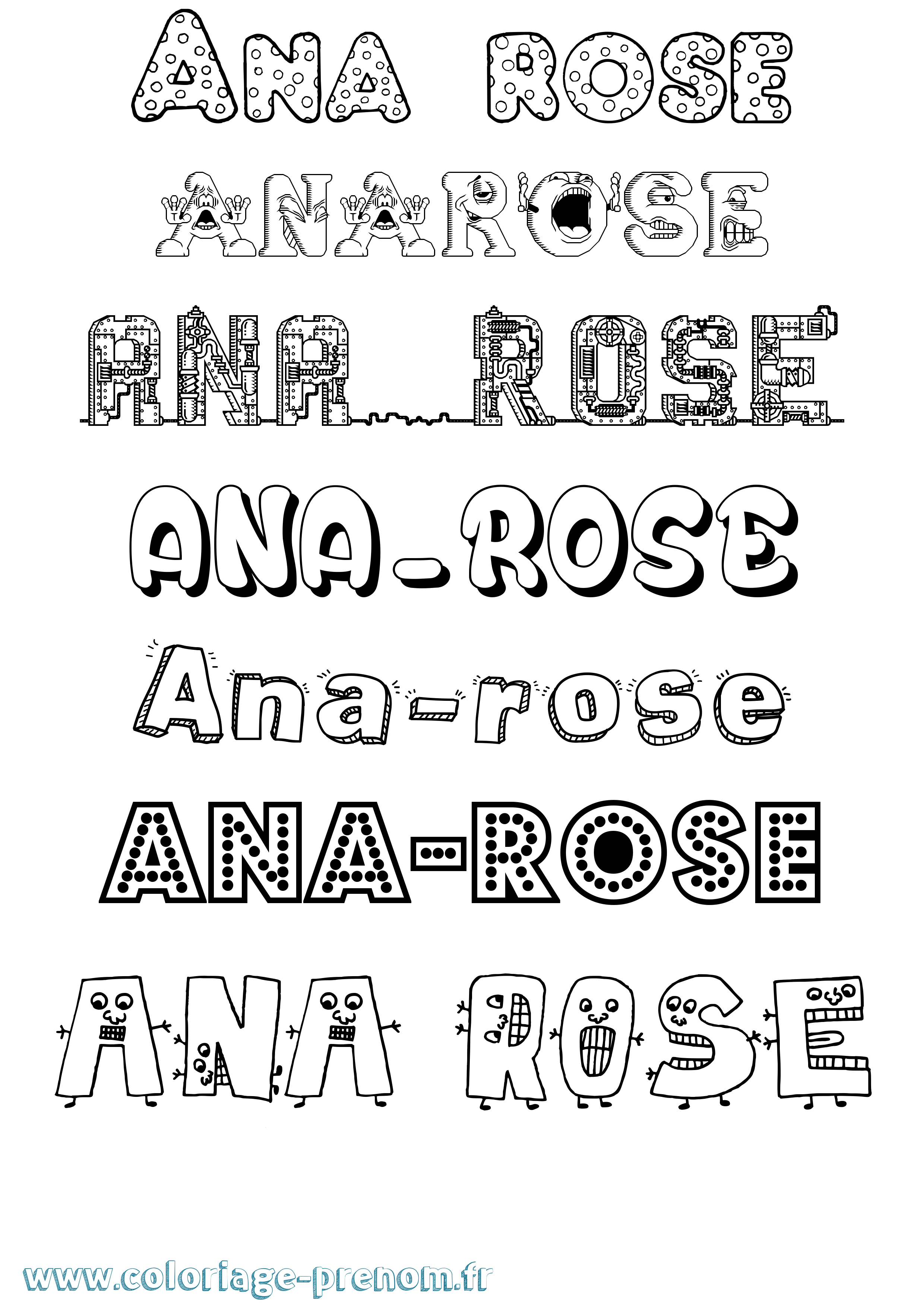 Coloriage Ana-Rose Fun Coloriage prénom Ana-Rose Fun