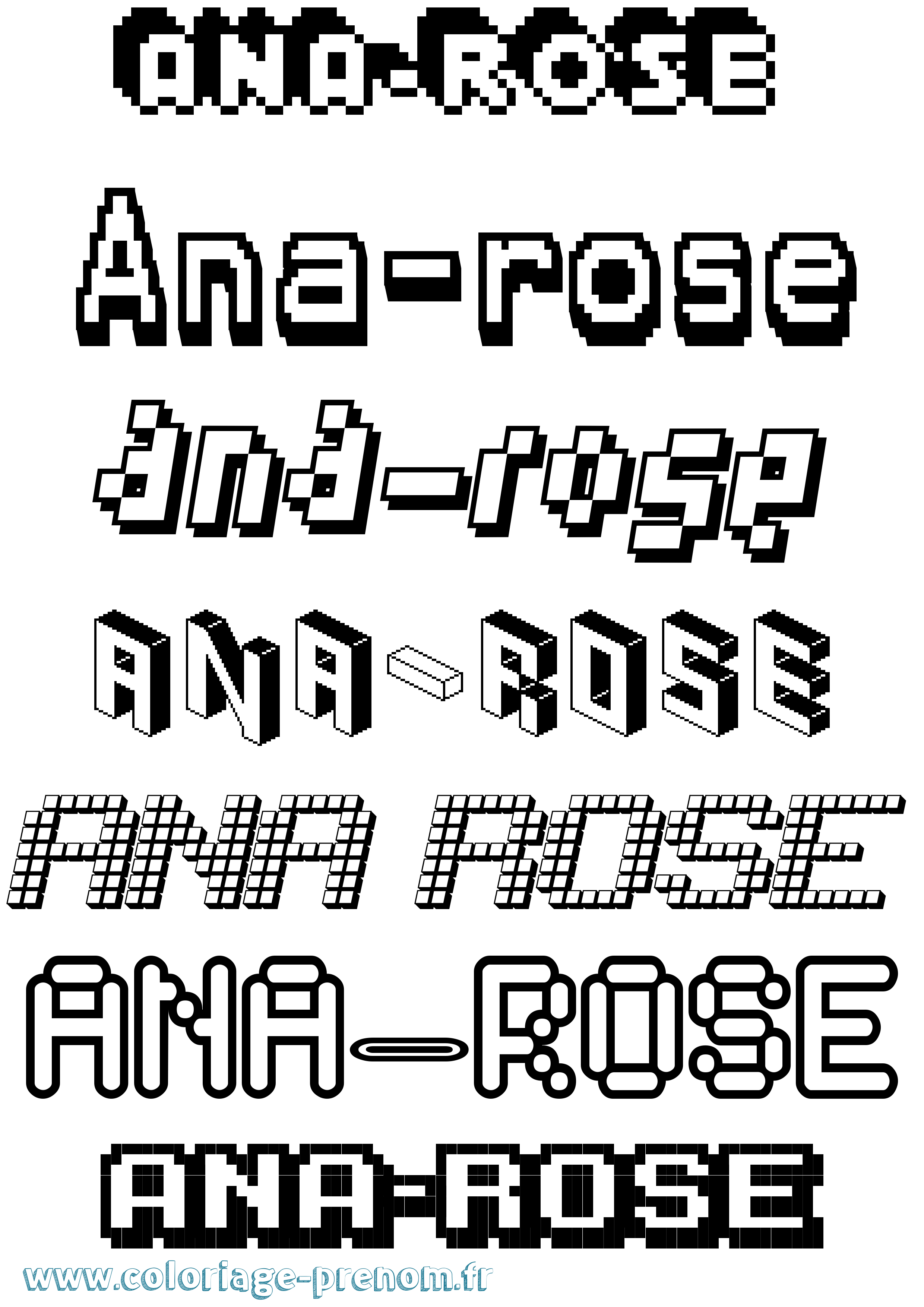 Coloriage Ana-Rose Pixel Coloriage prénom Ana-Rose Pixel