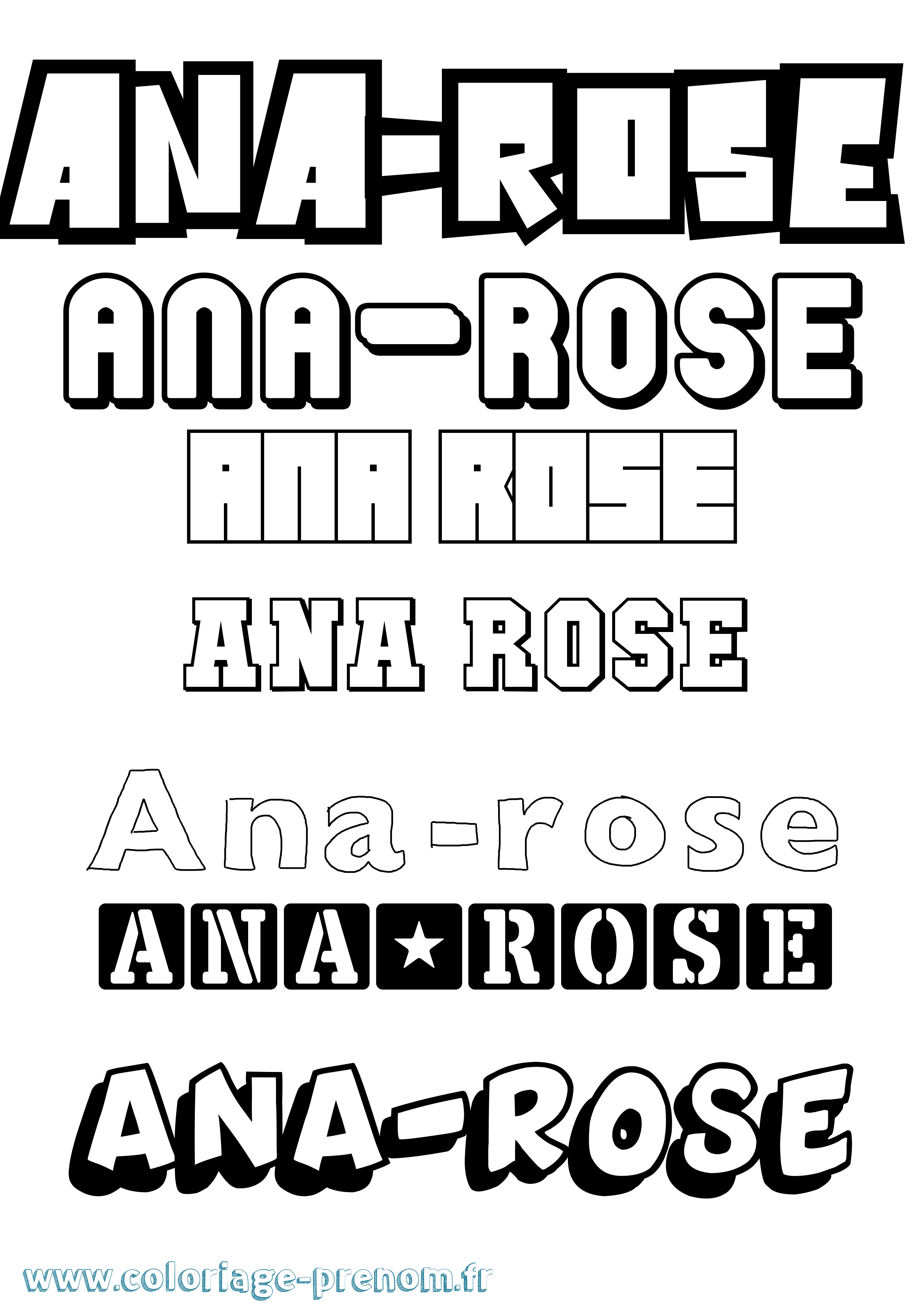 Coloriage Ana-Rose Simple Coloriage prénom Ana-Rose Simple