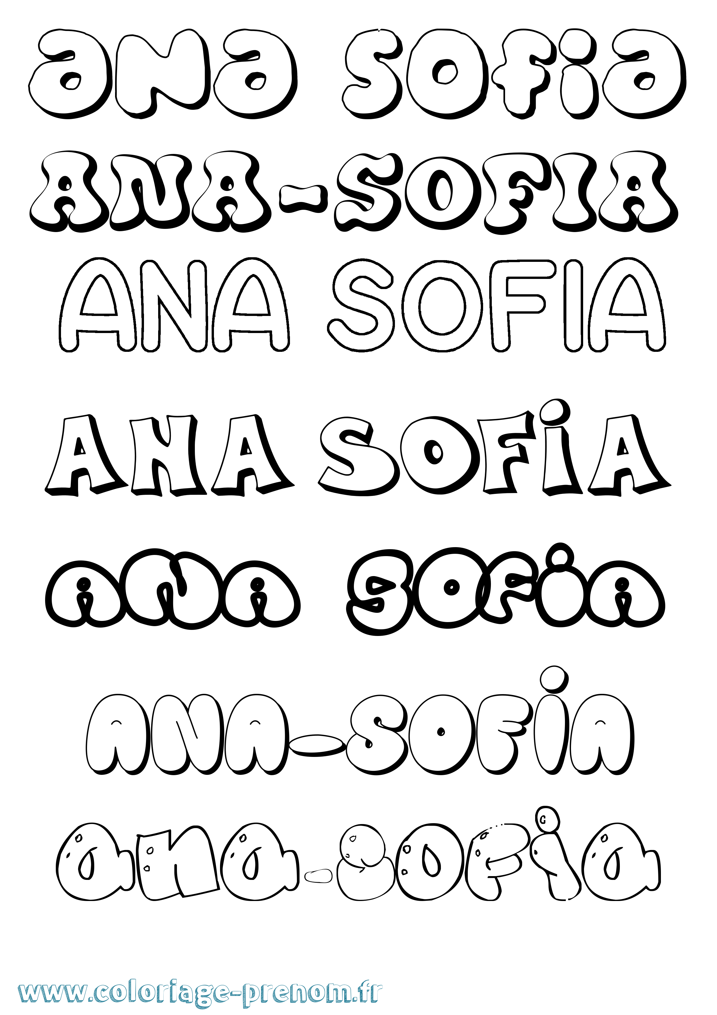 Coloriage Ana-Sofia Bubble Coloriage prénom Ana-Sofia Bubble