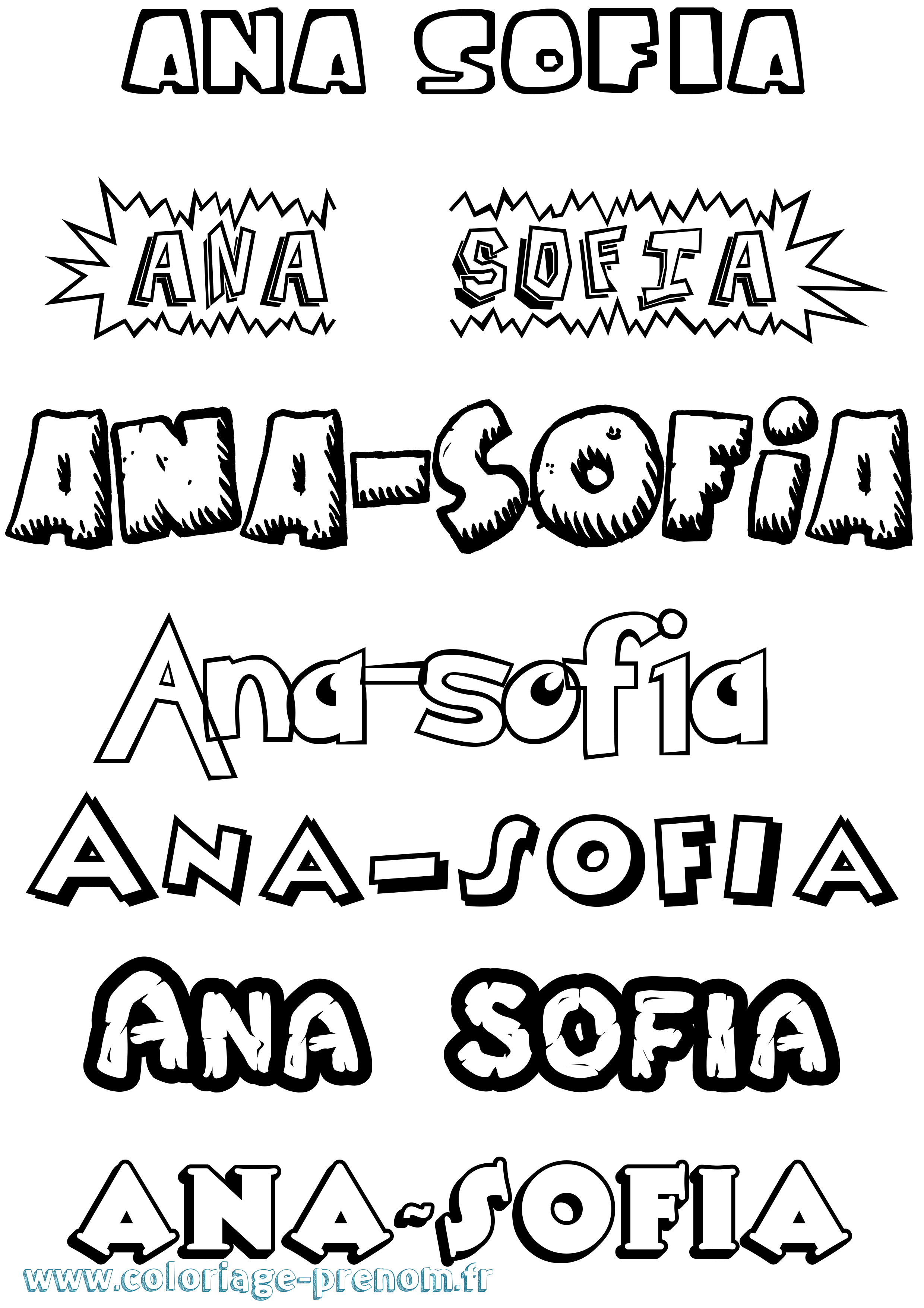 Coloriage Ana-Sofia Dessin Animé Coloriage prénom Ana-Sofia Dessin Animé