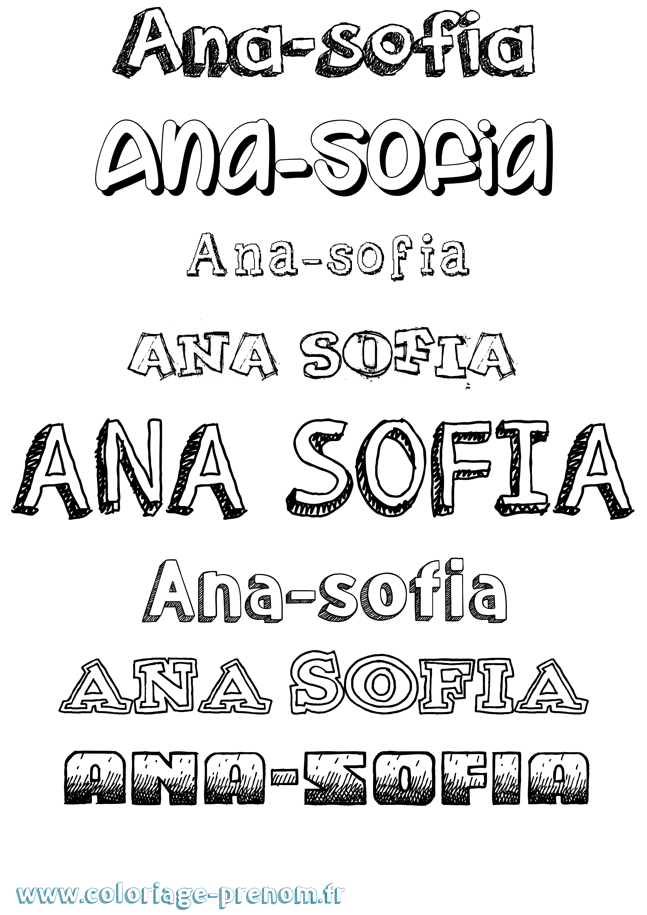 Coloriage Ana-Sofia Dessiné Coloriage prénom Ana-Sofia Dessiné