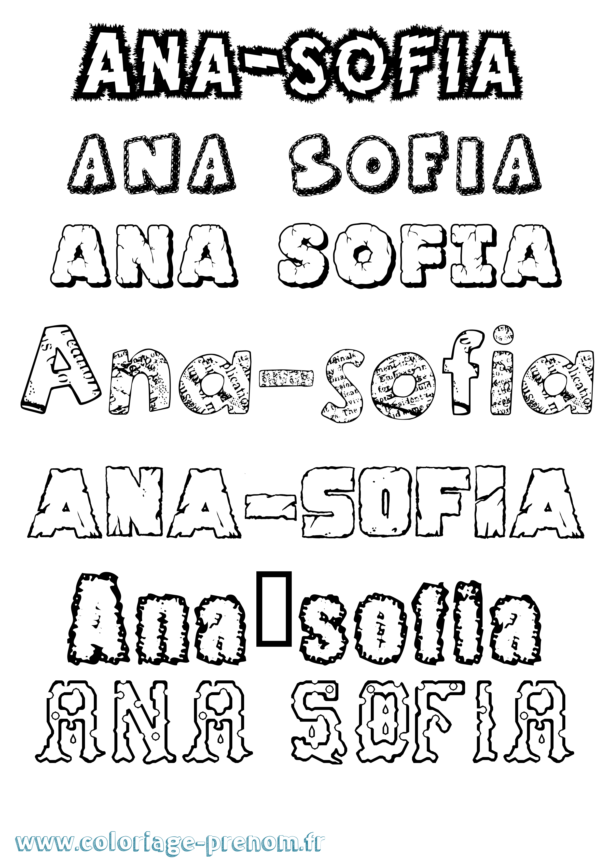Coloriage Ana-Sofia Destructuré Coloriage prénom Ana-Sofia Destructuré