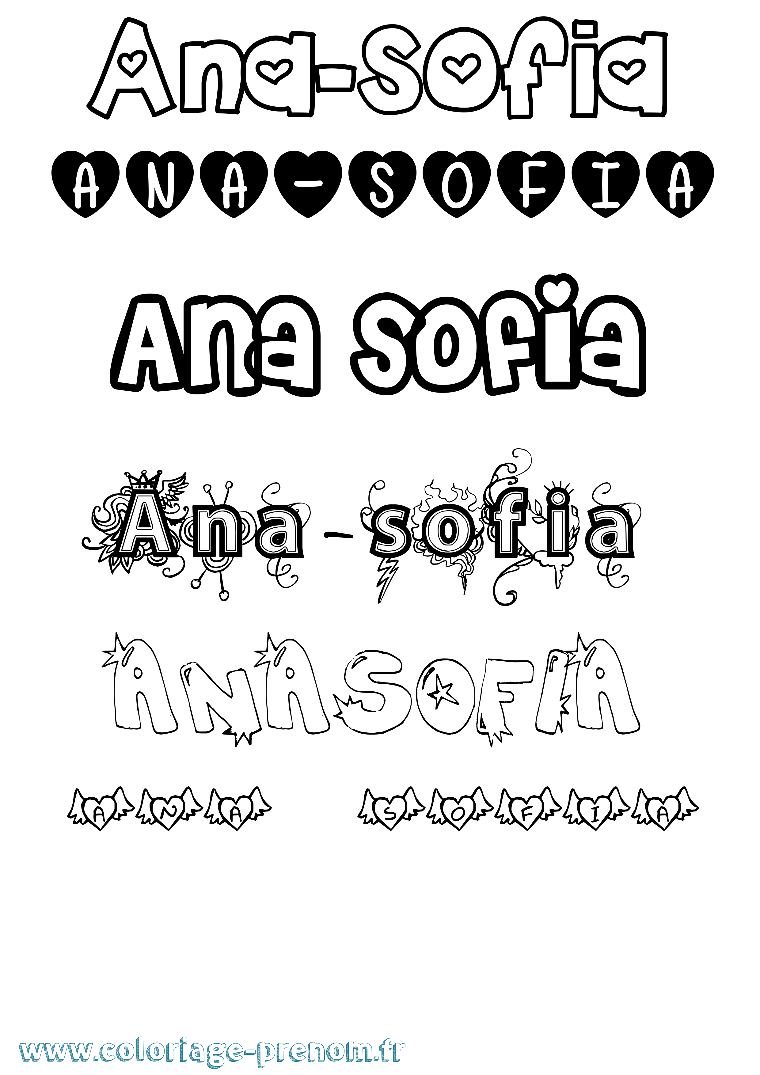 Coloriage Ana-Sofia Girly Coloriage prénom Ana-Sofia Girly