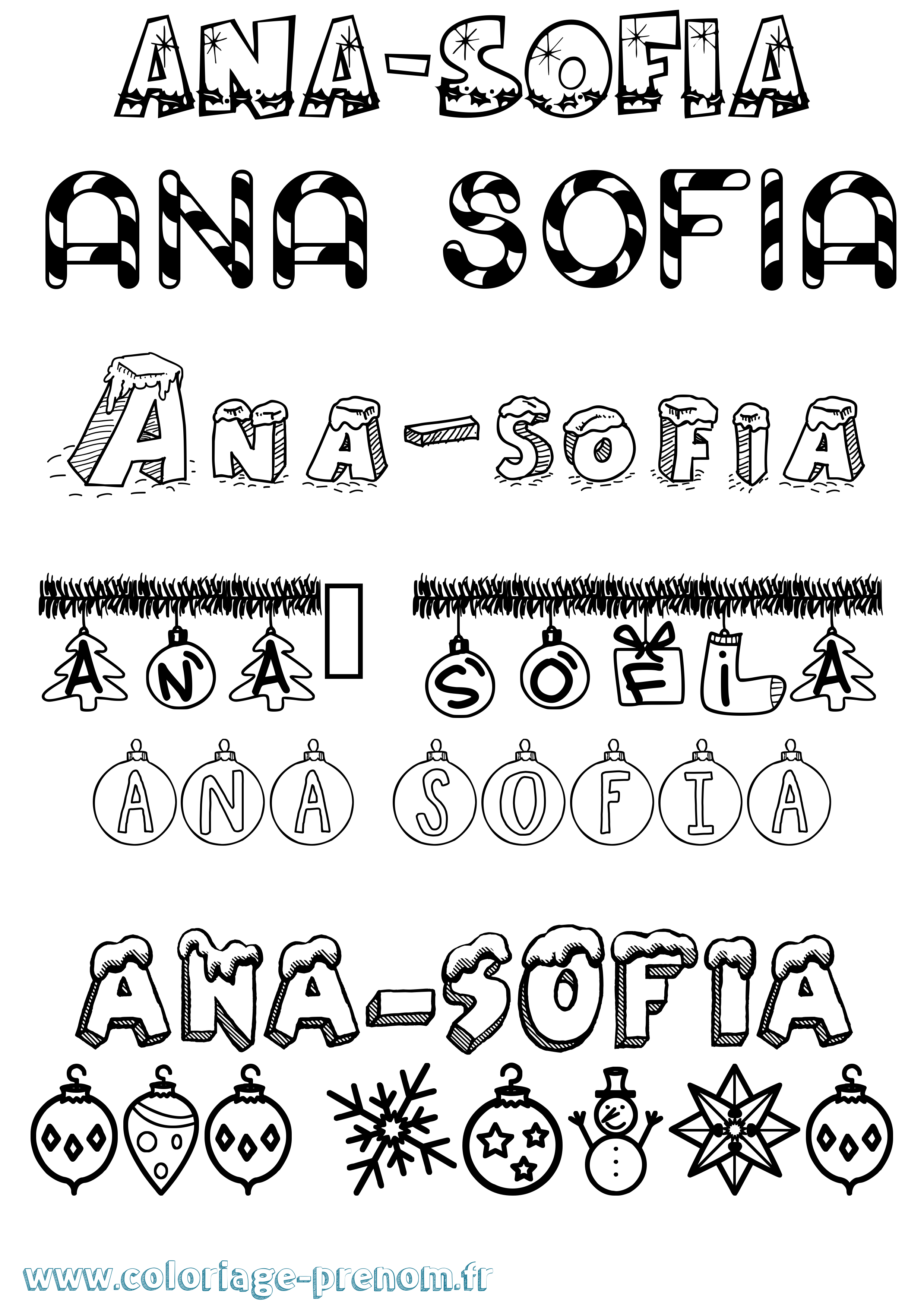 Coloriage Ana-Sofia Noël Coloriage prénom Ana-Sofia Noël