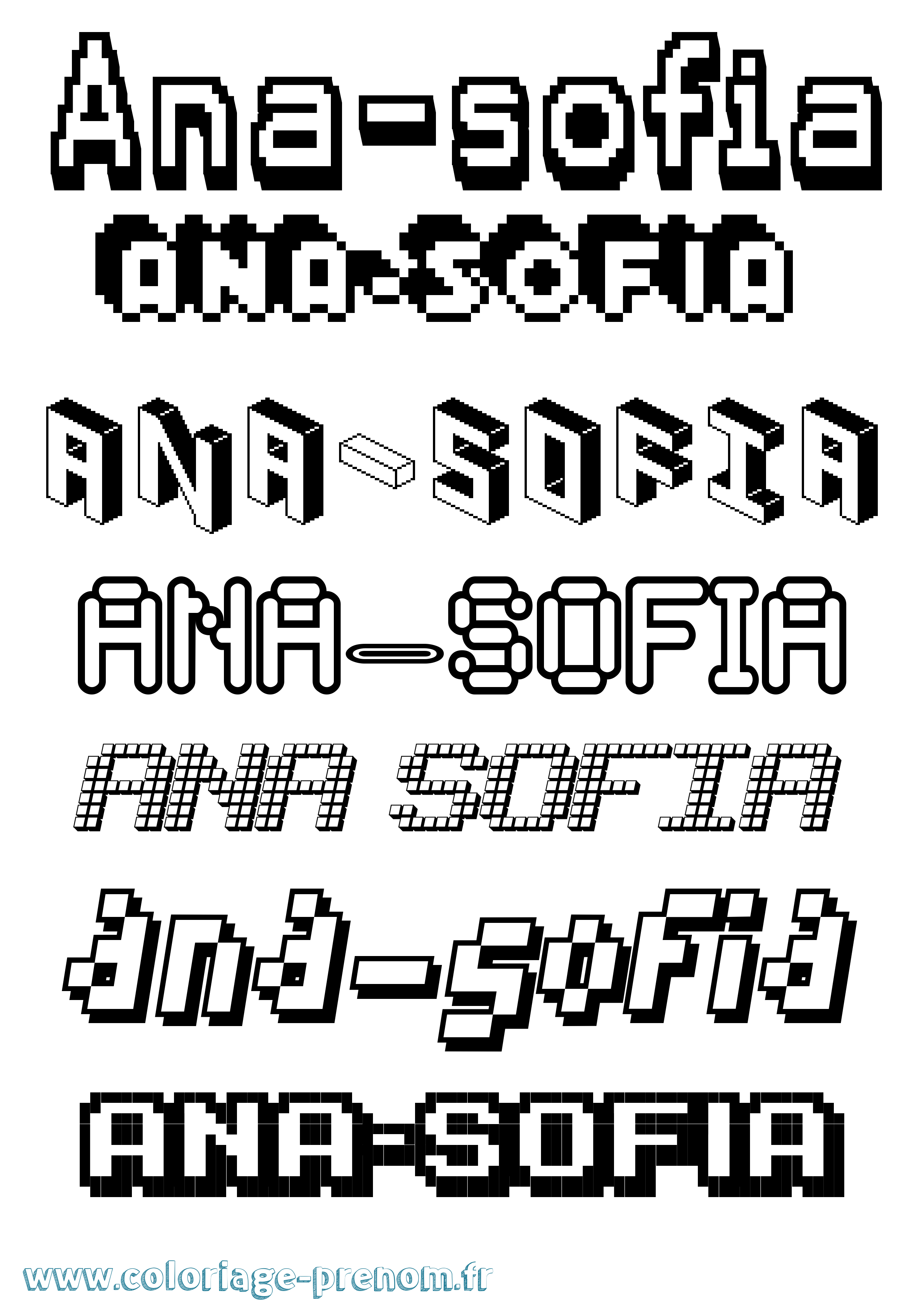 Coloriage Ana-Sofia Pixel Coloriage prénom Ana-Sofia Pixel
