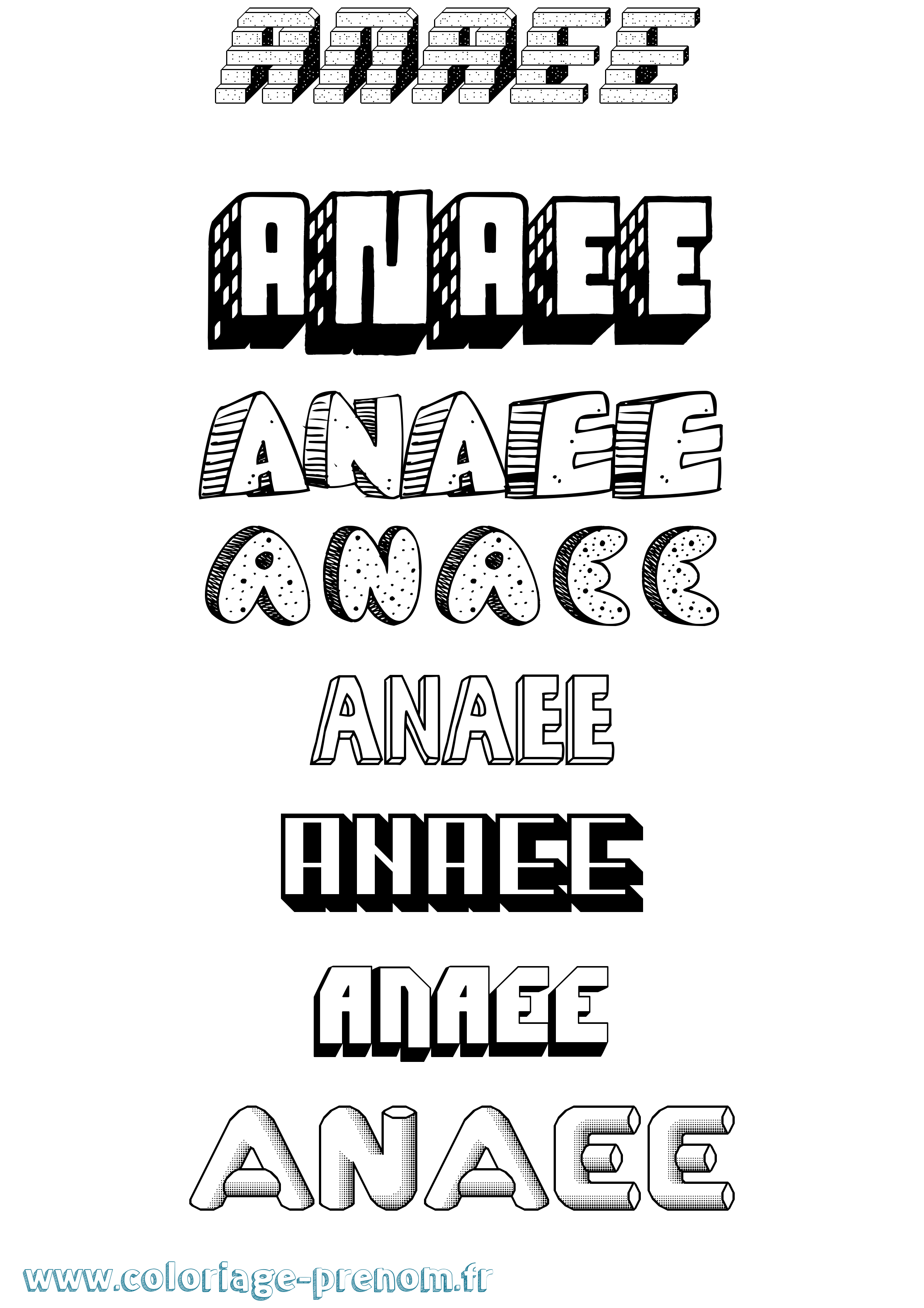 Coloriage Anaee Effet 3D Coloriage prénom Anaee Effet 3D