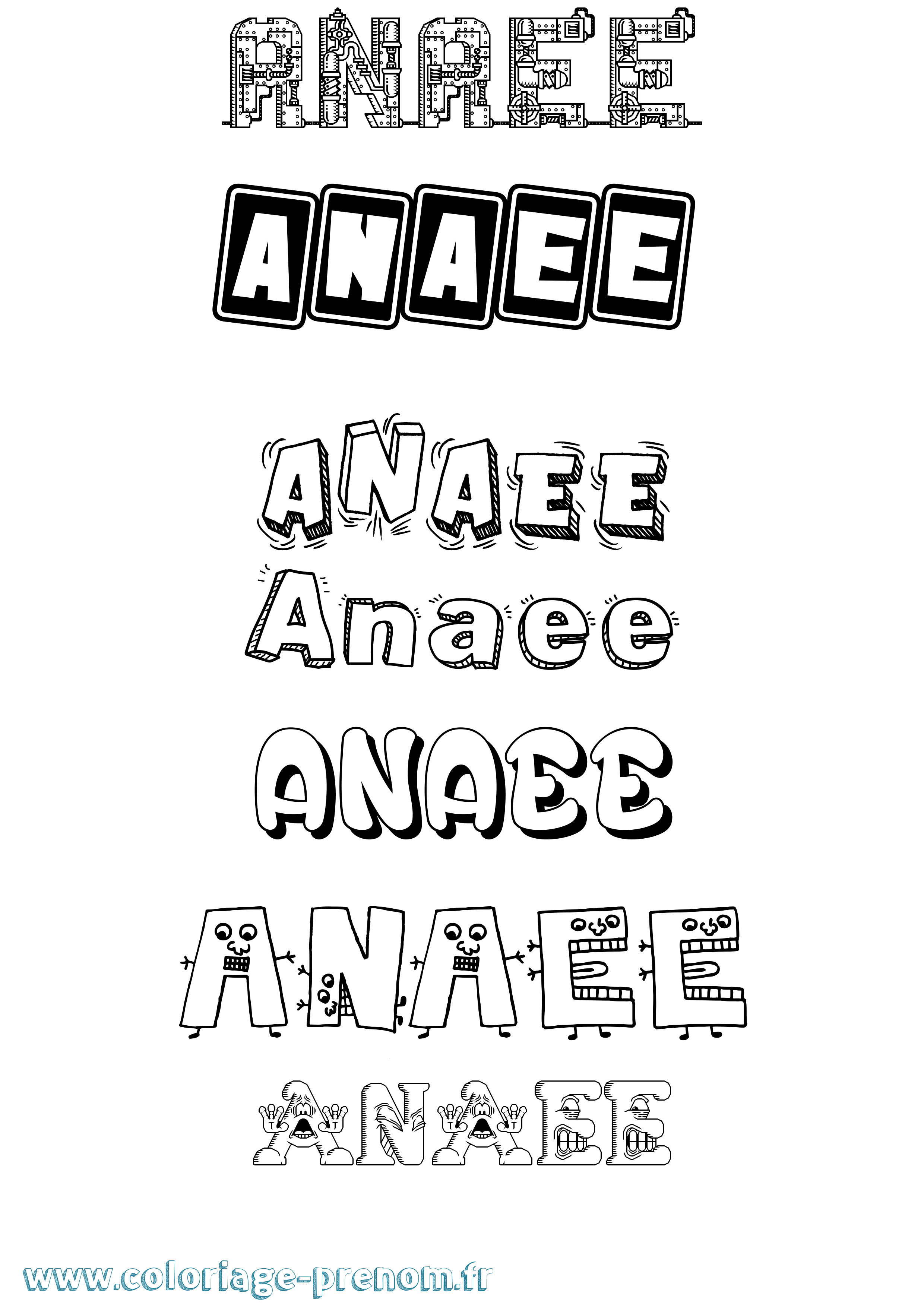 Coloriage Anaee Fun Coloriage prénom Anaee Fun