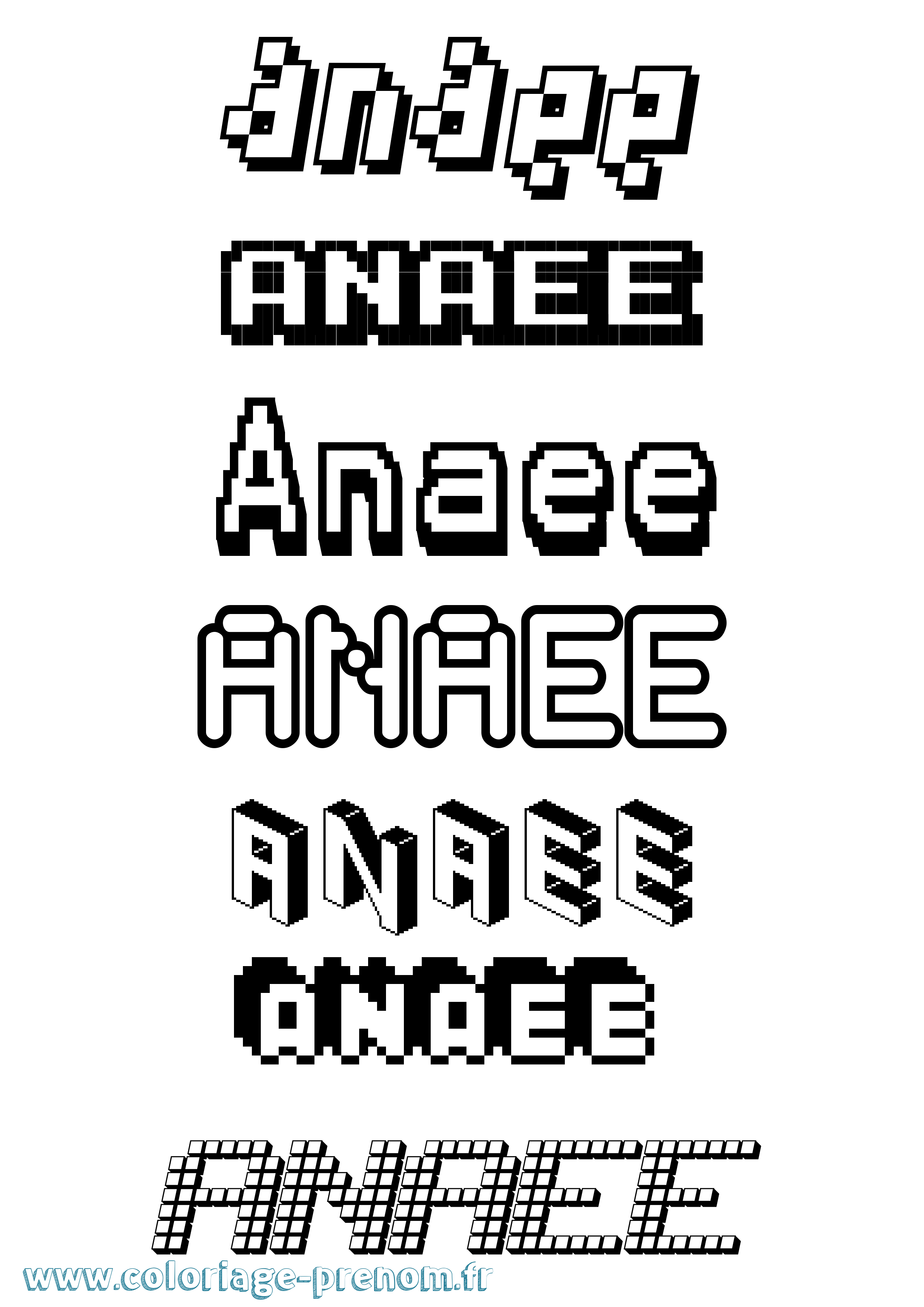 Coloriage Anaee Pixel Coloriage prénom Anaee Pixel