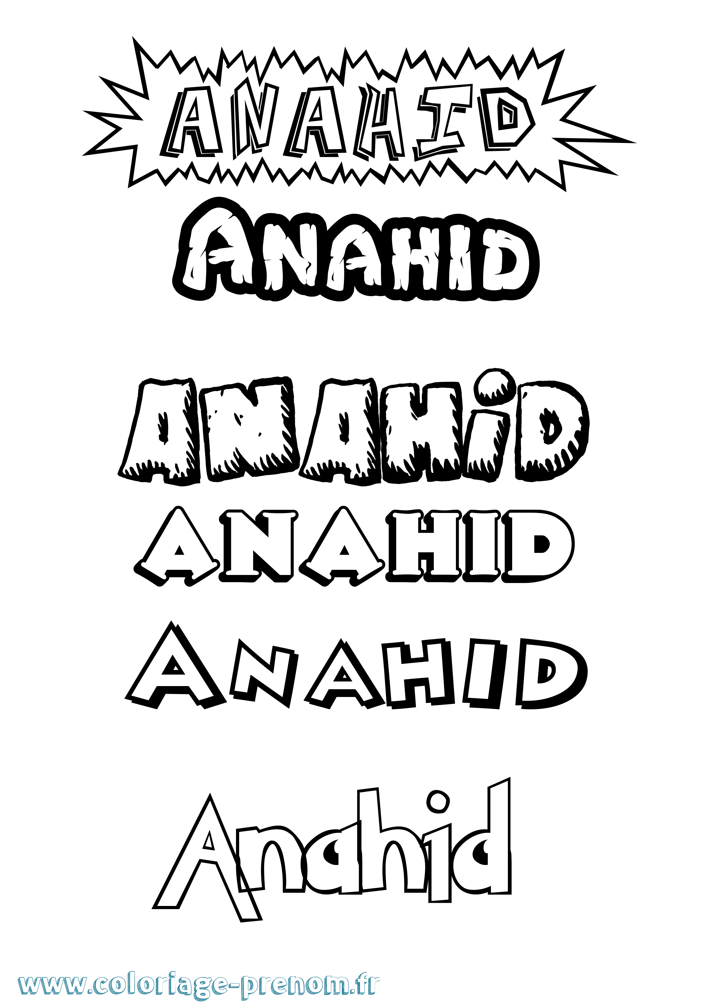 Coloriage Anahid Dessin Animé Coloriage prénom Anahid Dessin Animé