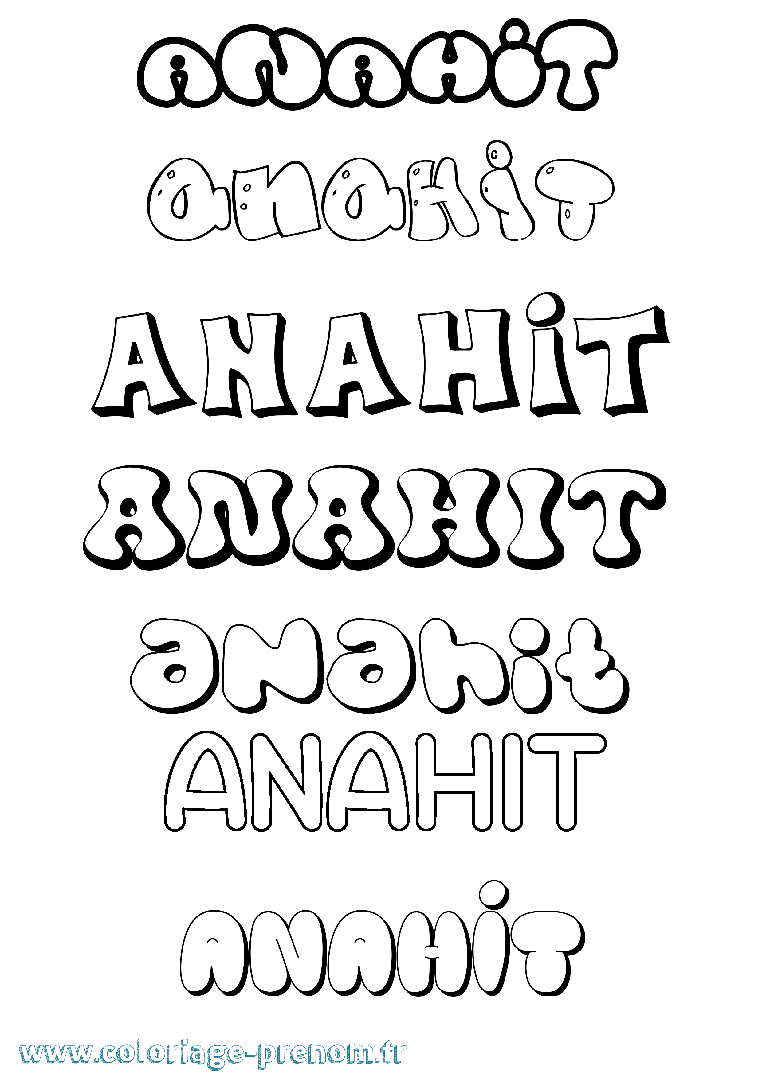 Coloriage Anahit Bubble Coloriage prénom Anahit Bubble