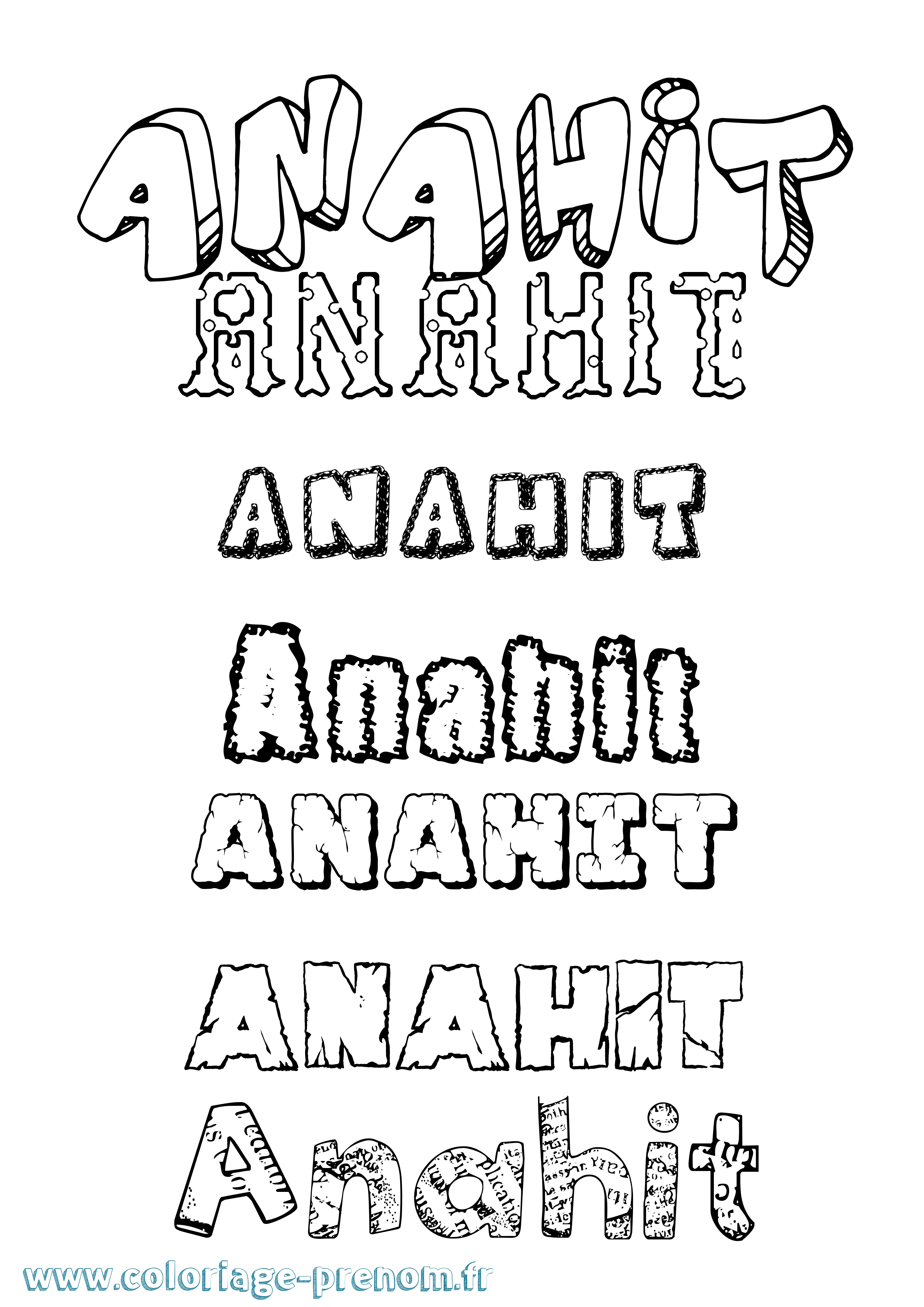 Coloriage Anahit Destructuré Coloriage prénom Anahit Destructuré