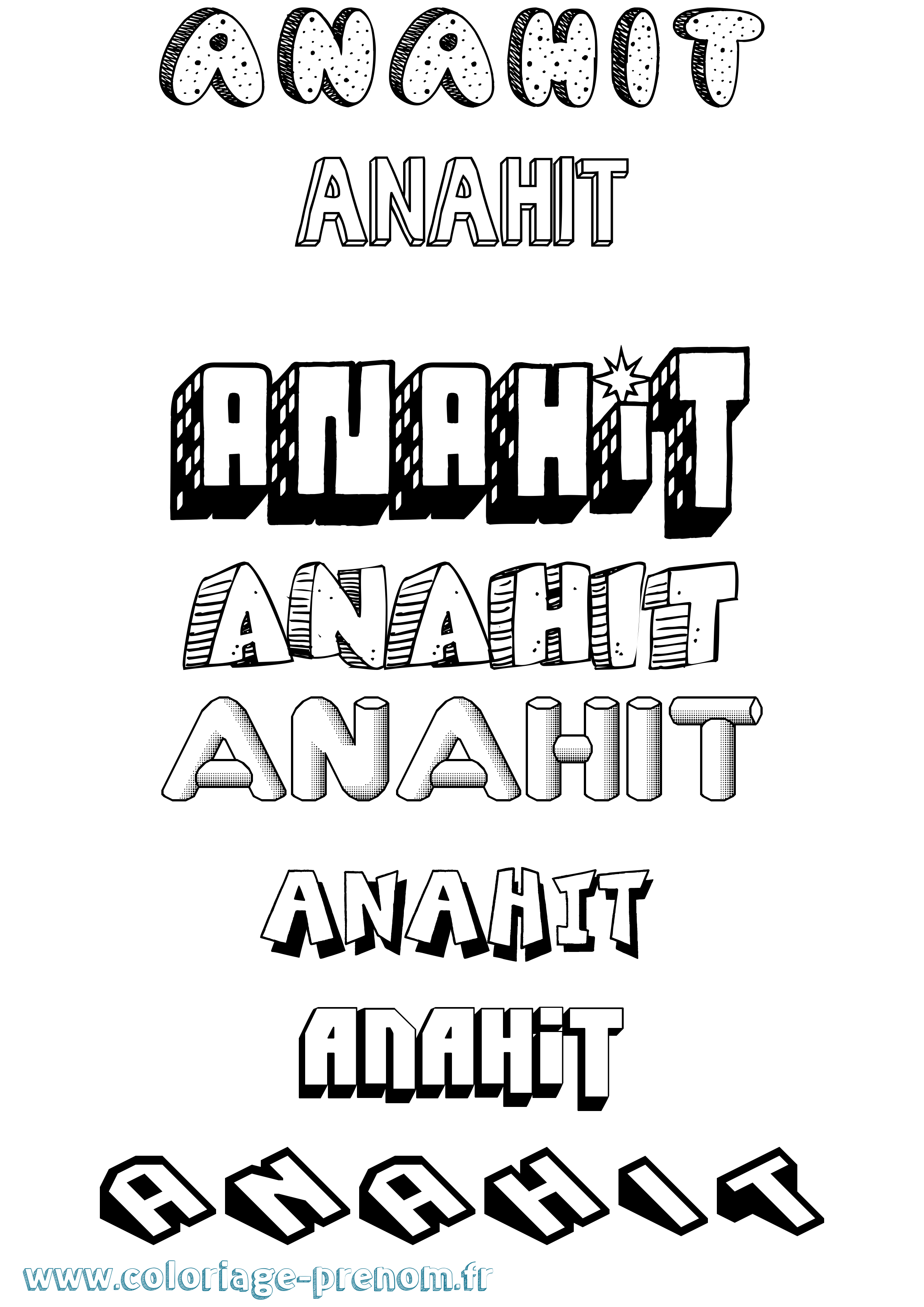 Coloriage Anahit Effet 3D Coloriage prénom Anahit Effet 3D