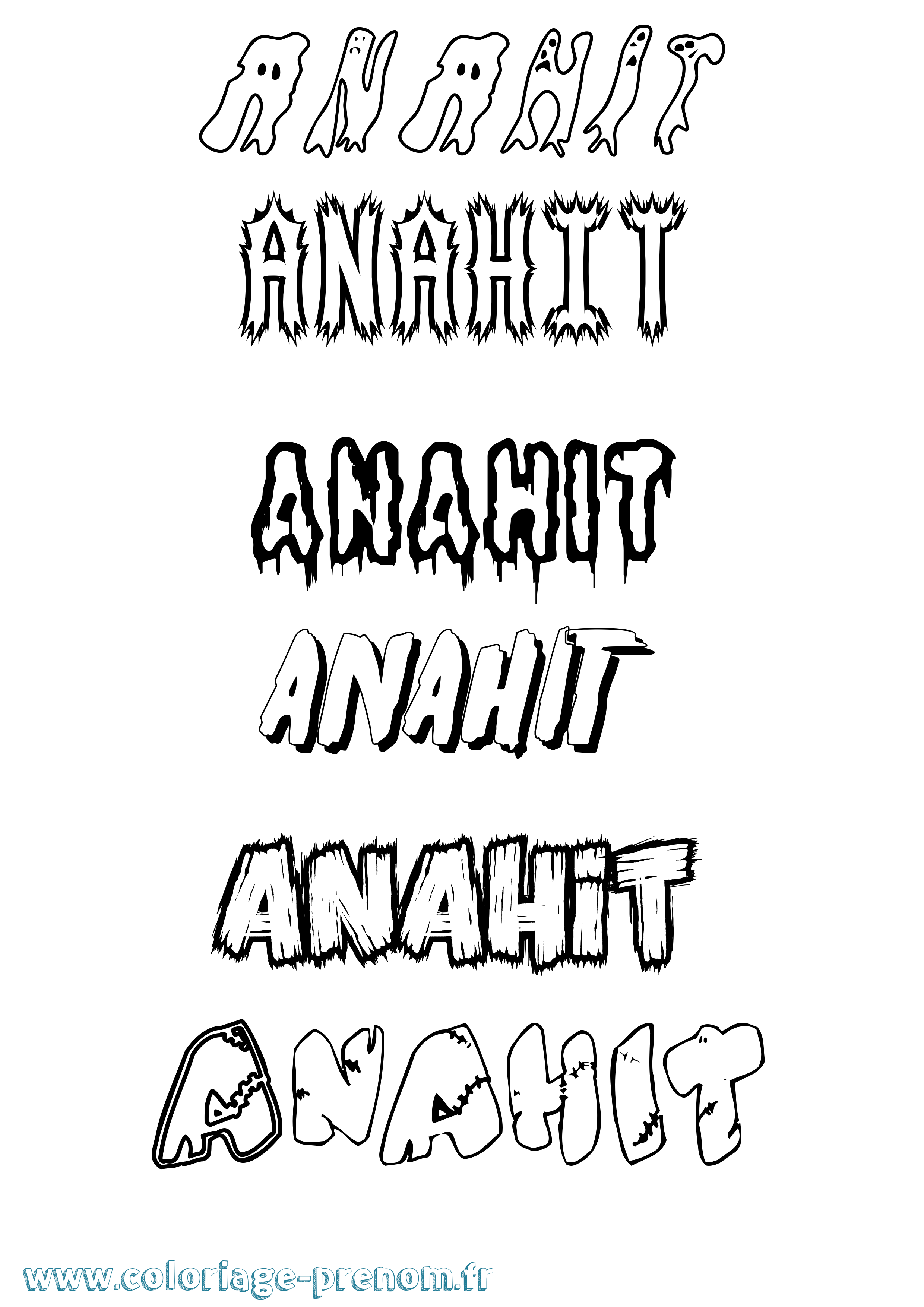 Coloriage Anahit Frisson Coloriage prénom Anahit Frisson