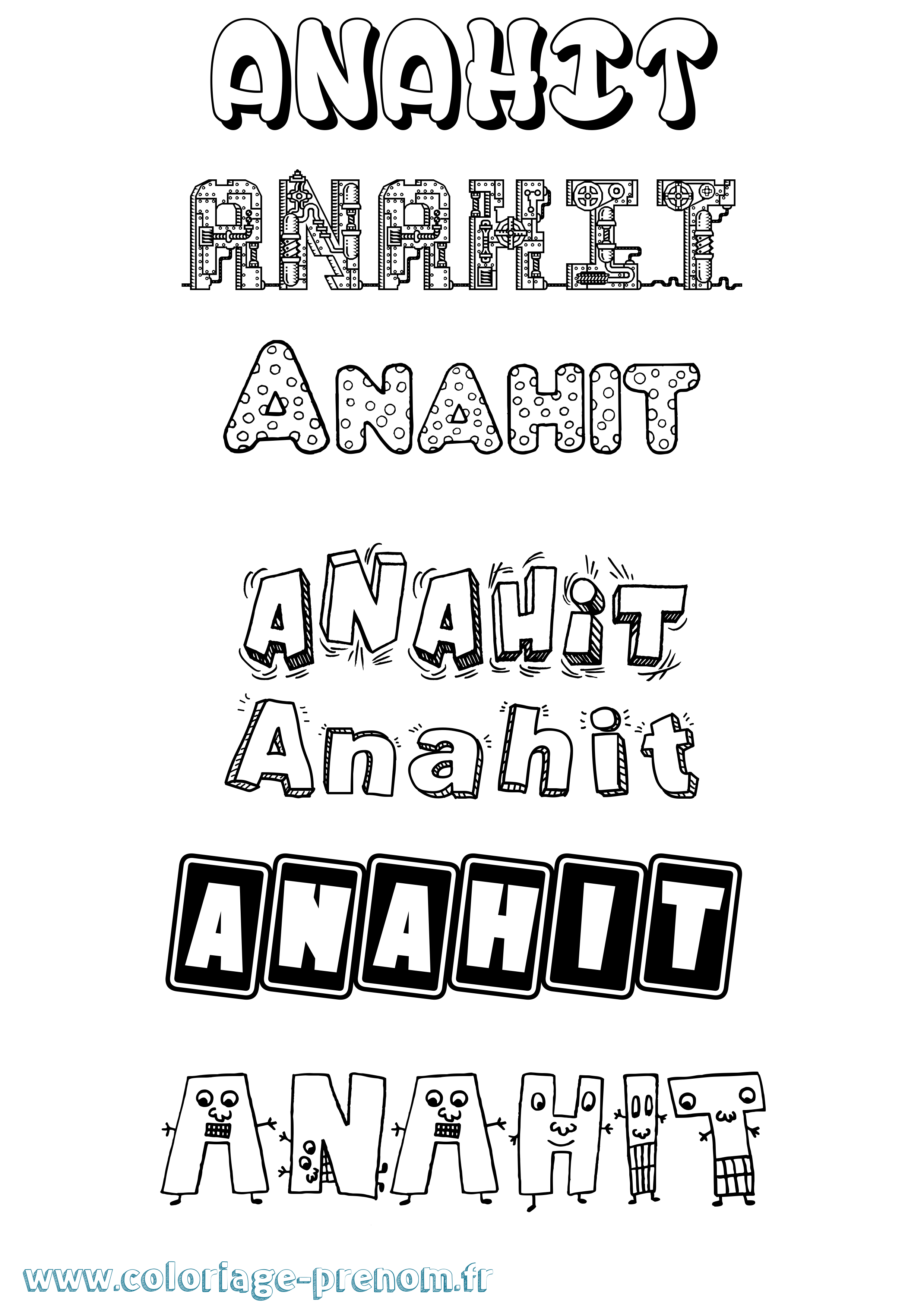 Coloriage Anahit Fun Coloriage prénom Anahit Fun