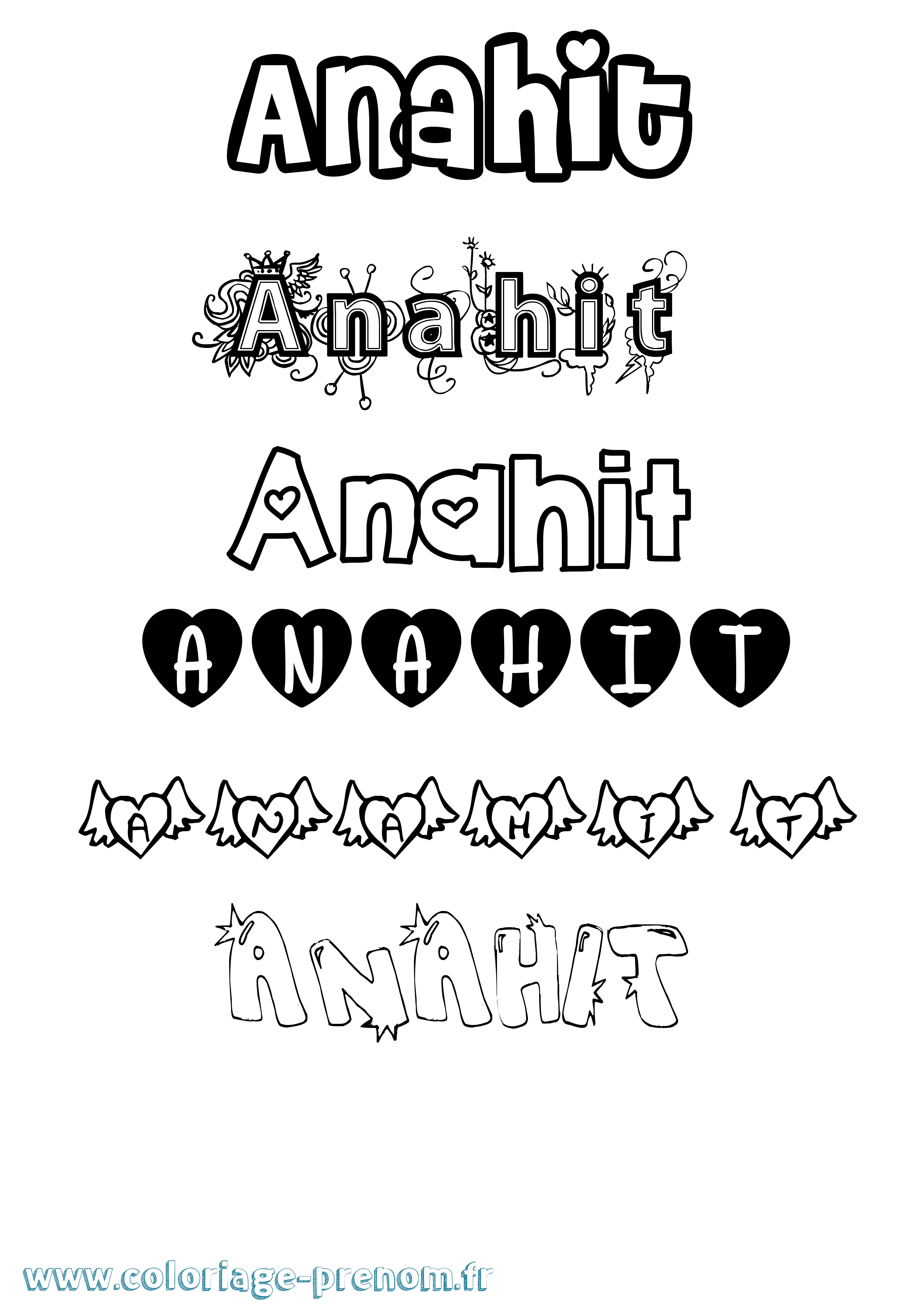 Coloriage Anahit Girly Coloriage prénom Anahit Girly