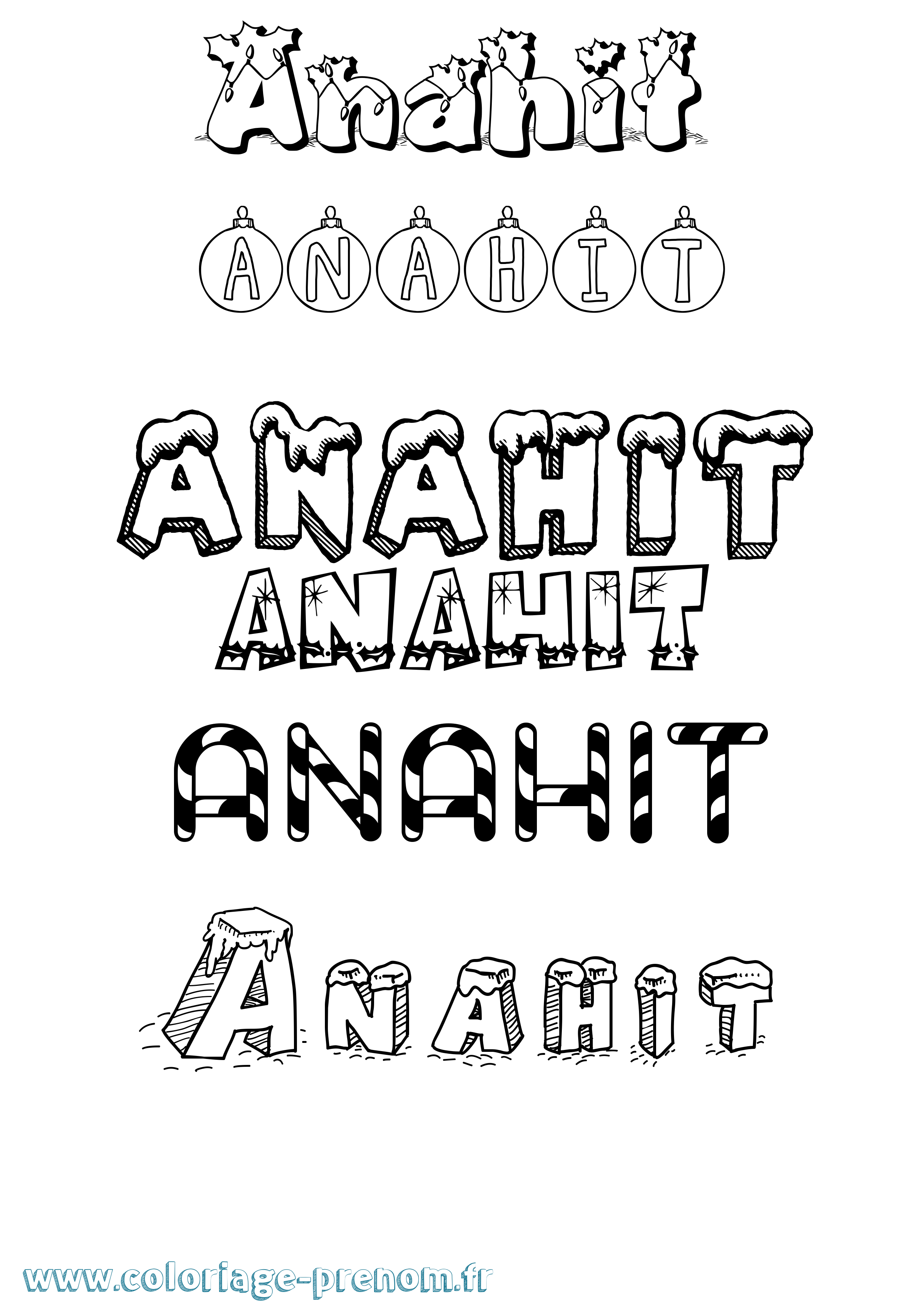 Coloriage Anahit Noël Coloriage prénom Anahit Noël