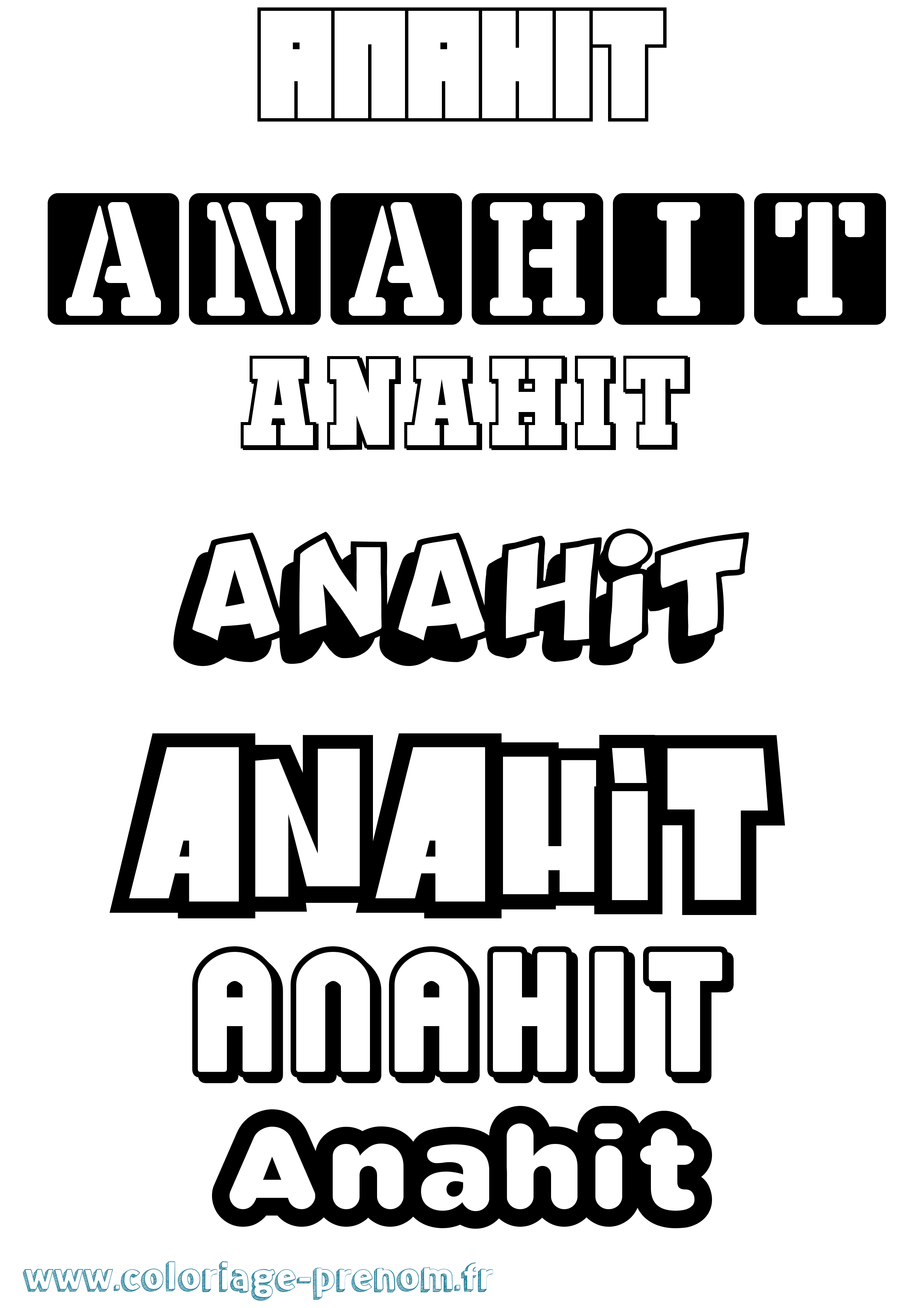 Coloriage Anahit Simple Coloriage prénom Anahit Simple