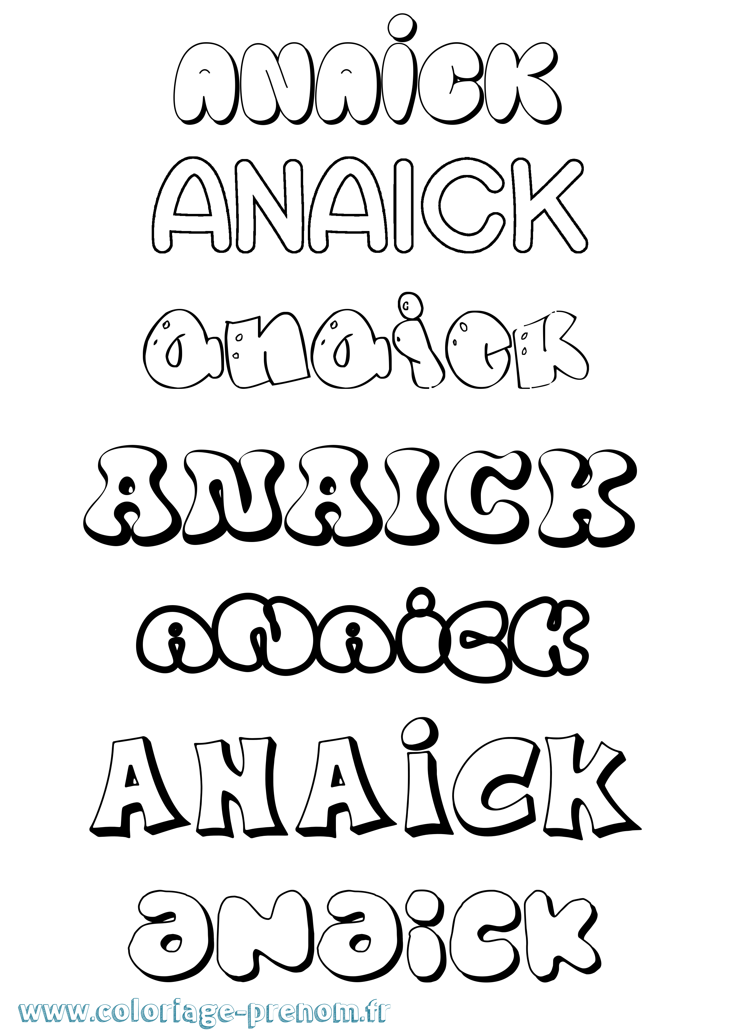 Coloriage Anaick Bubble Coloriage prénom Anaick Bubble
